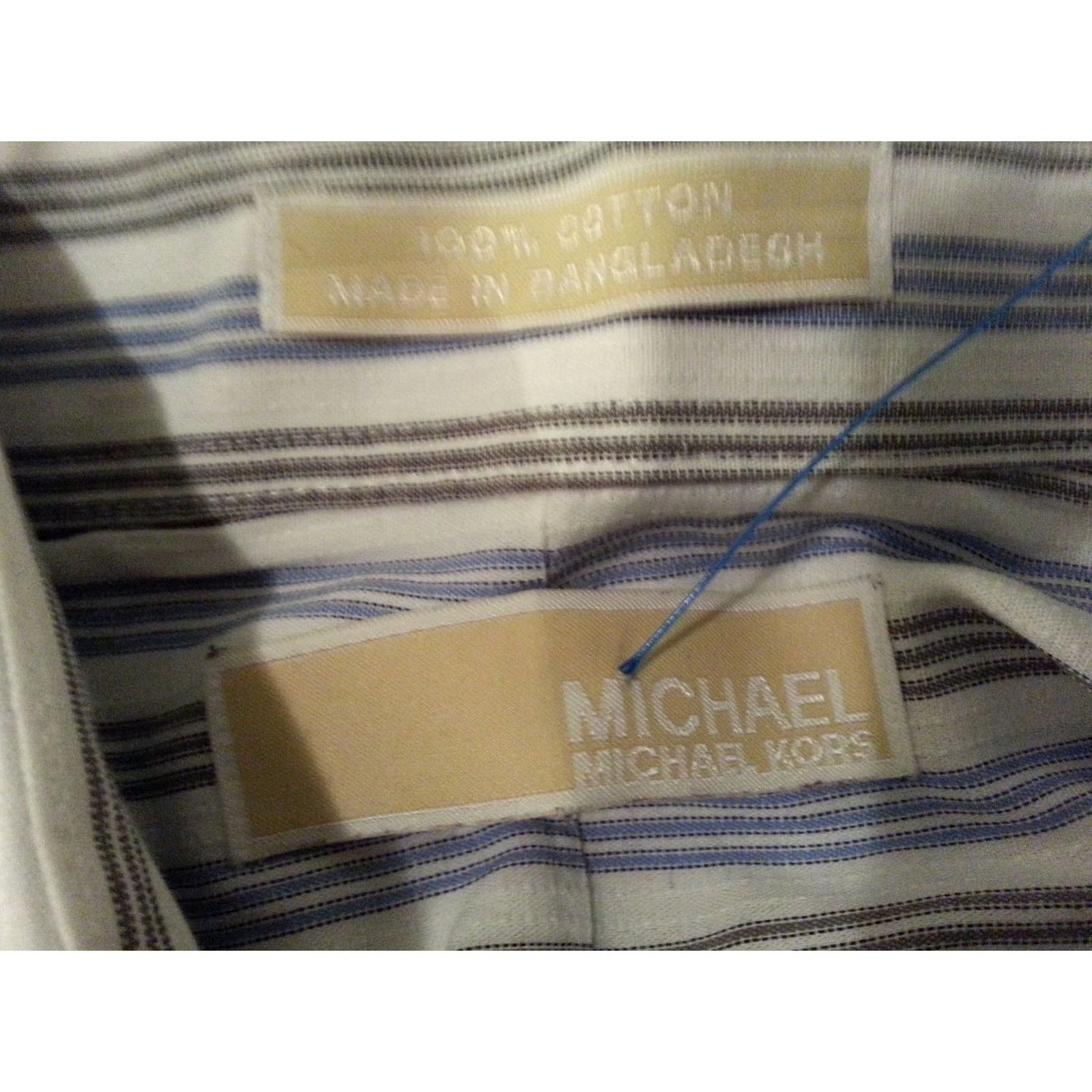 Michael Kors Michael Kors Dress Shirt Mens Blue Stripes Cotton Long Button 15 32 33 Size 40R - 4 Thumbnail