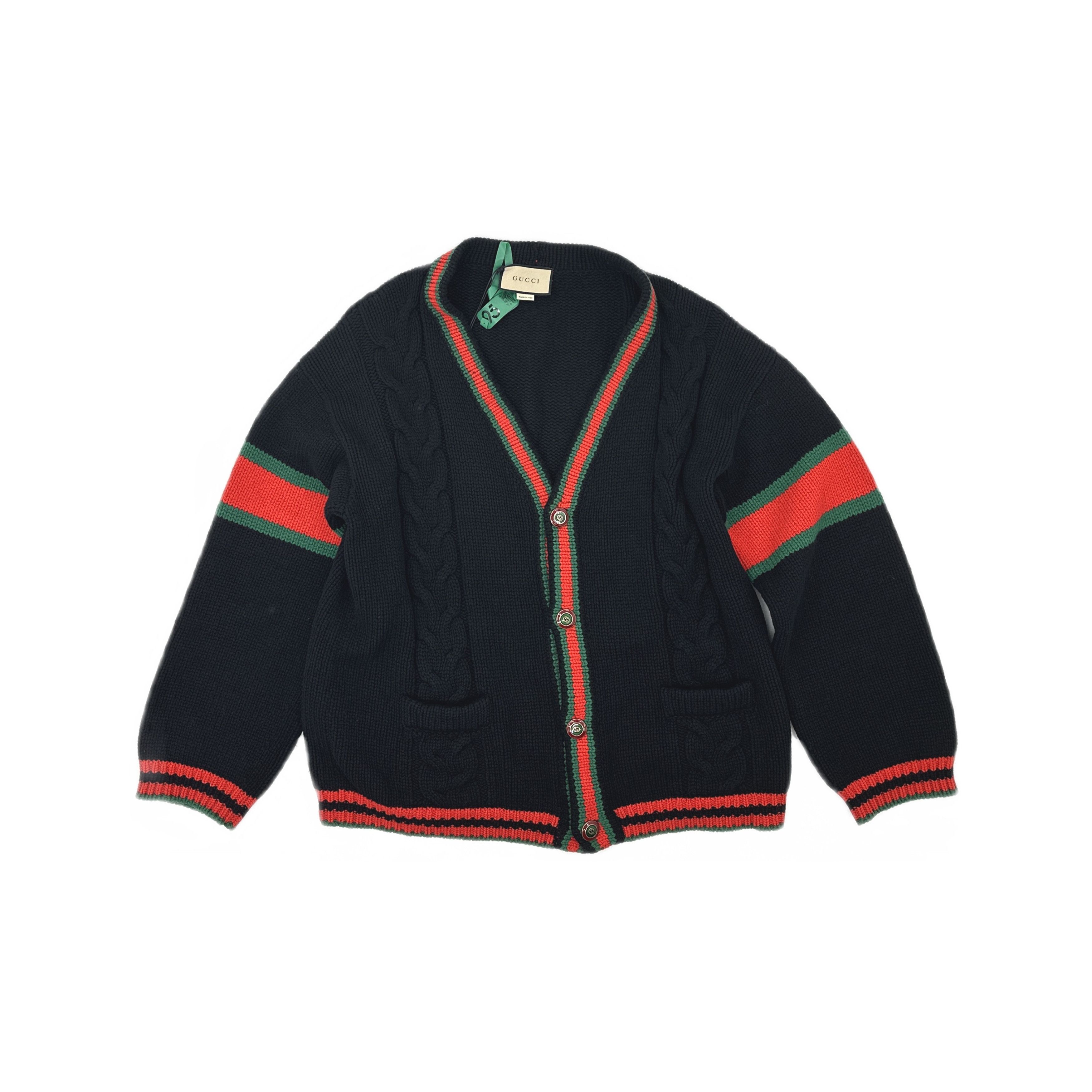 Gucci Gucci Web Stripe V-Neck Cardigan Size XXL Size US XXL / EU 58 / 5 - 1 Thumbnail