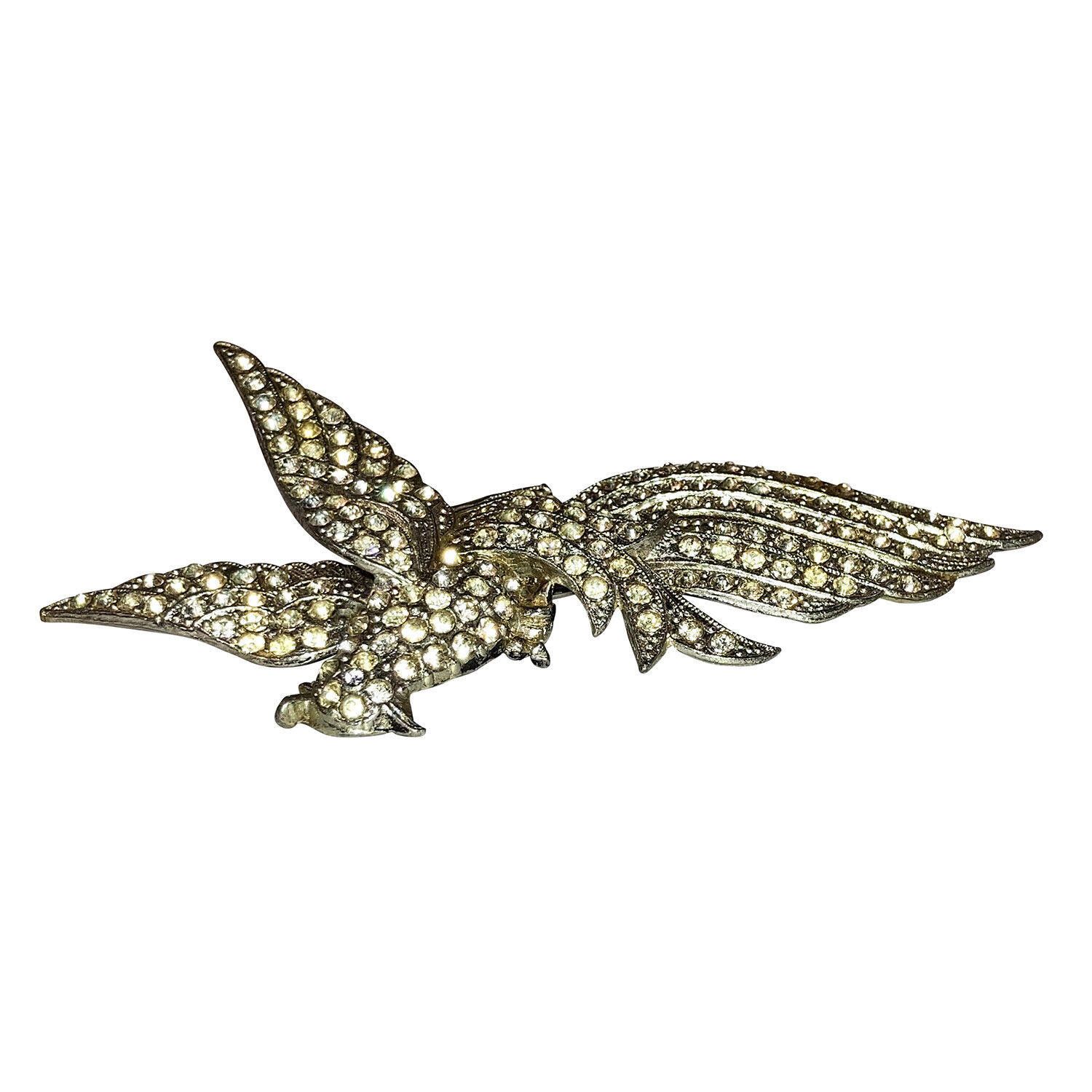 Designer Victorian Massive Pot Metal Paste Bird in Flight Brooch Pin Size ONE SIZE - 2 Thumbnail