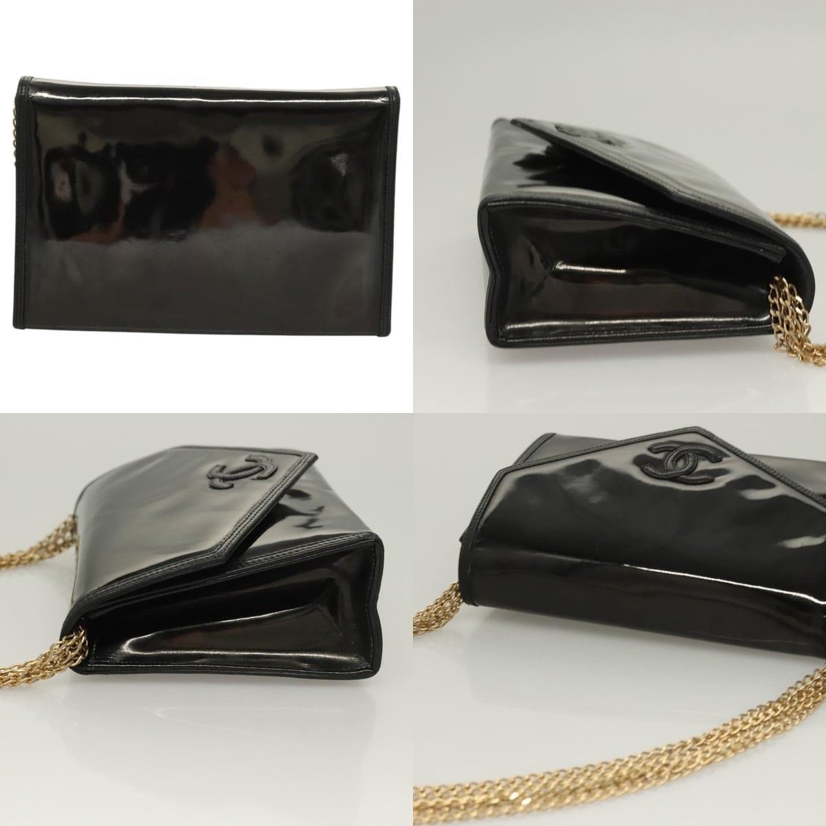 Chanel Chanel Chain Shoulder Bag Enamel Black Gold CC Size ONE SIZE - 3 Thumbnail
