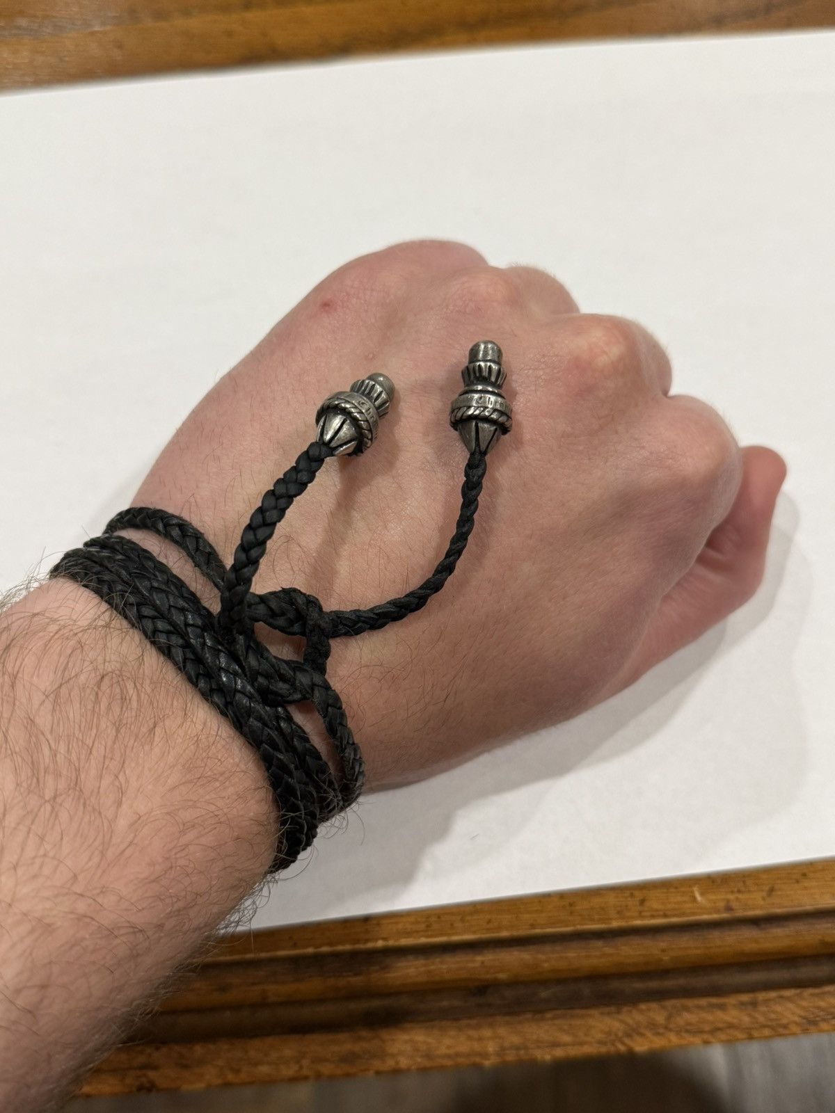 Chrome Hearts Crocodile skin Alligator Punk Stud Spike Bracelet