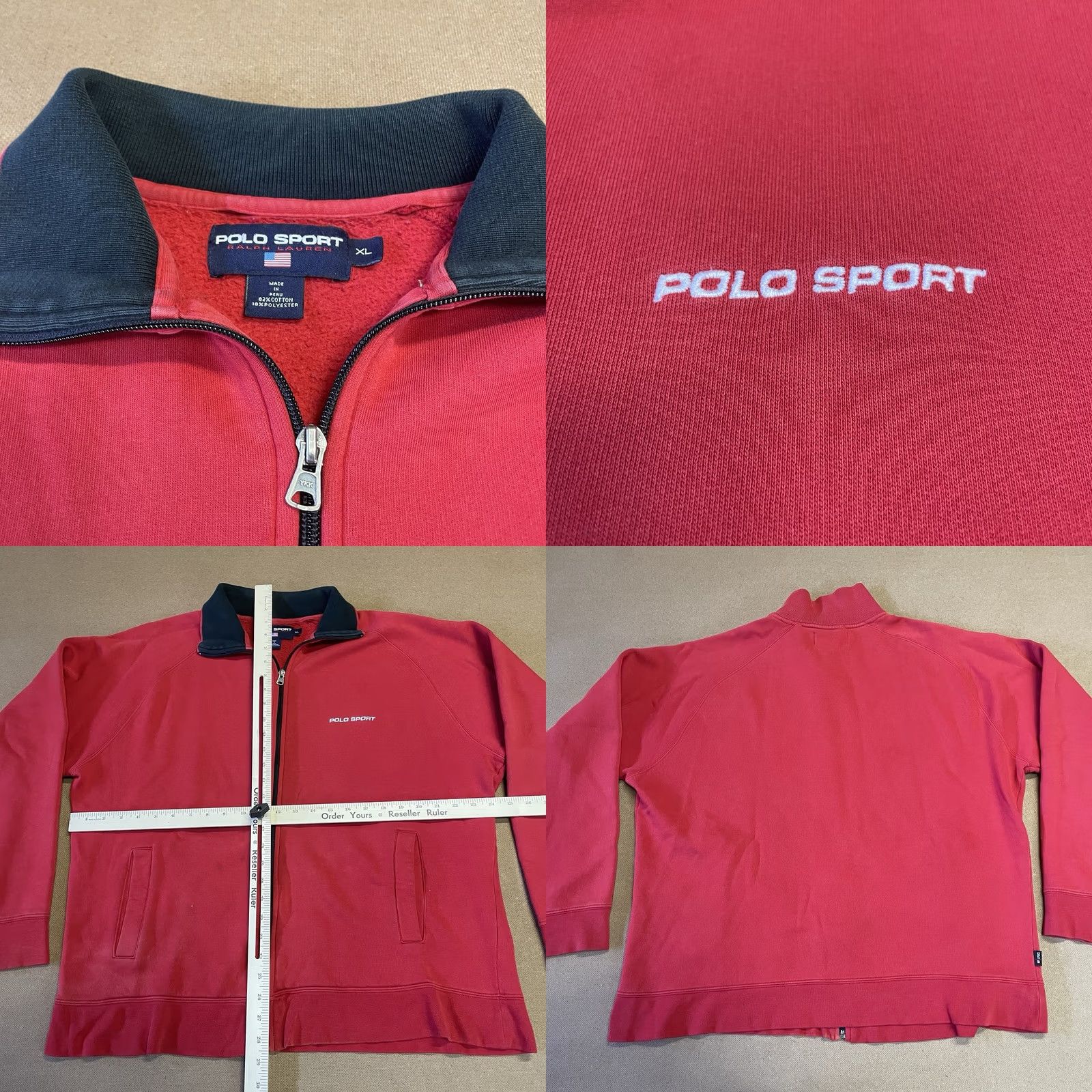 Polo Ralph Lauren VINTAGE Polo Ralph Lauren Sweater Logo Full Zip XL Mens Red Knit Embroidered 90s Preppy School Athletic Style Size US XL / EU 56 / 4 - 9 Thumbnail