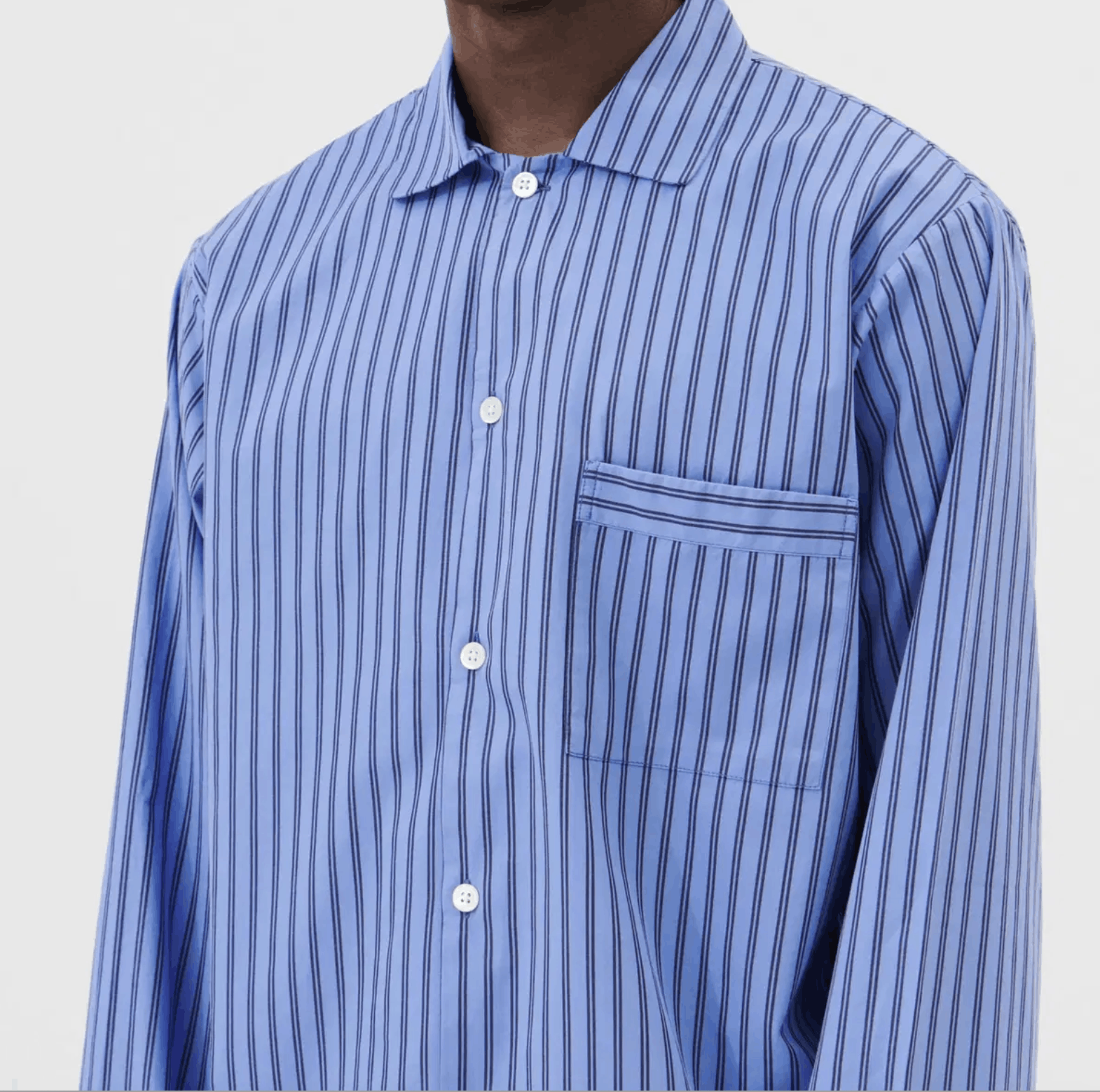 Tekla TEKLA Cotton Boro Stripe Poplin LS button down pajama shirt Size M / US 6-8 / IT 42-44 - 2 Thumbnail