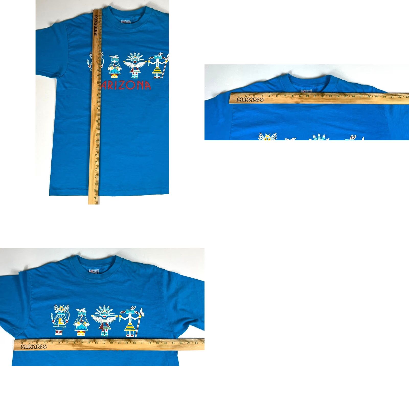 Hanes VINTAGE Hanes Beefy-T Arizona Art T-Shirt Unisex Adult XL Blue 100% Cotton USA 80s 1988 Shirt Mens Womenss Size US XL / EU 56 / 4 - 8 Thumbnail