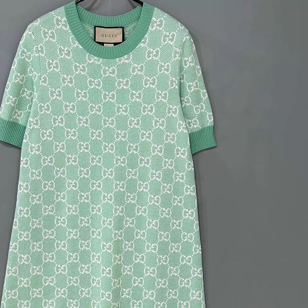 Gucci GUCCI light green jacquard allover print M dress Size M / US 6-8 / IT 42-44 - 2 Thumbnail