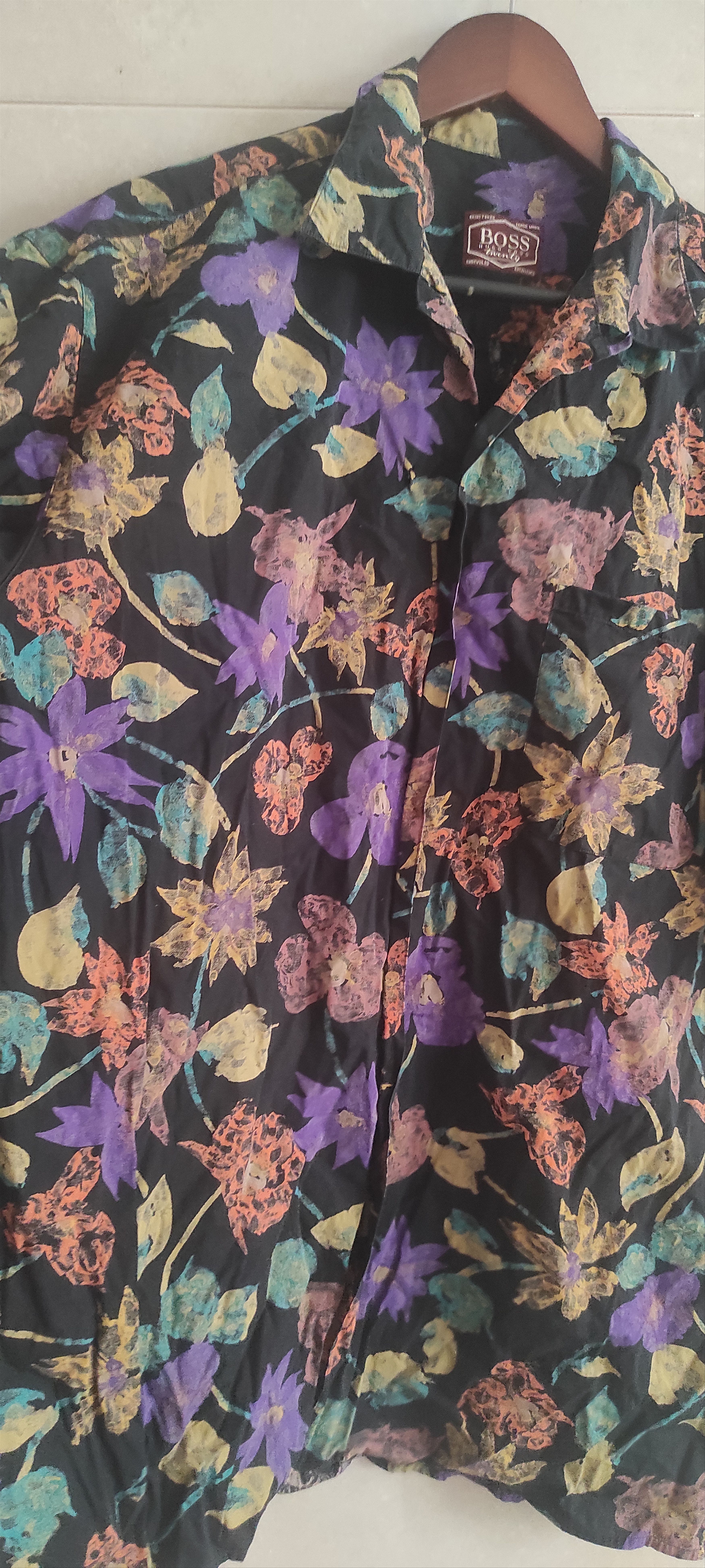 Hugo Boss VTG HUGO BOSS Shirt Men Hawaiian 90’s Floral Made In Germany Size US XL / EU 56 / 4 - 13 Thumbnail