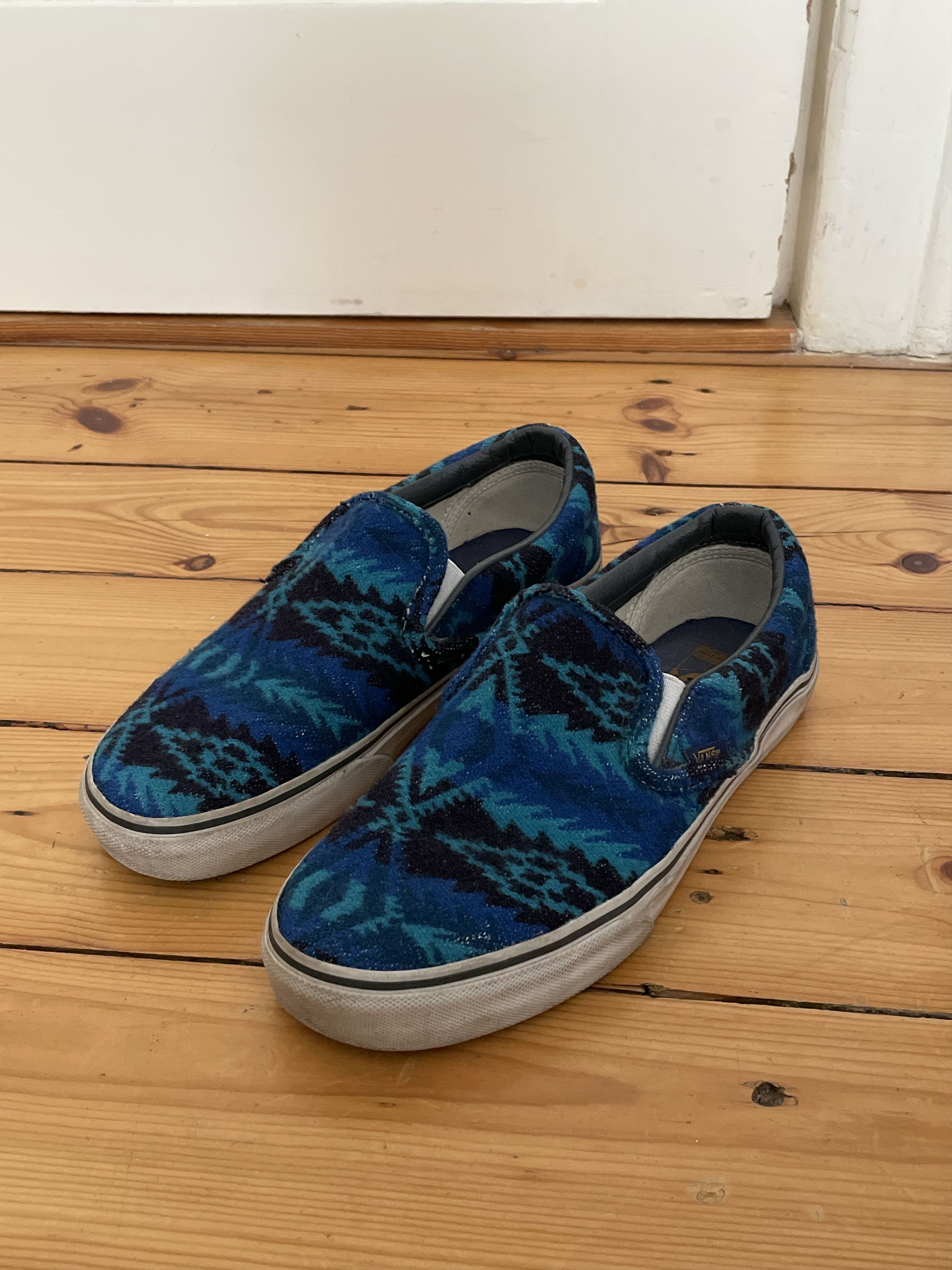 Rare Vans x Pendleton Blue Navajo Wool Slip-on Shoes