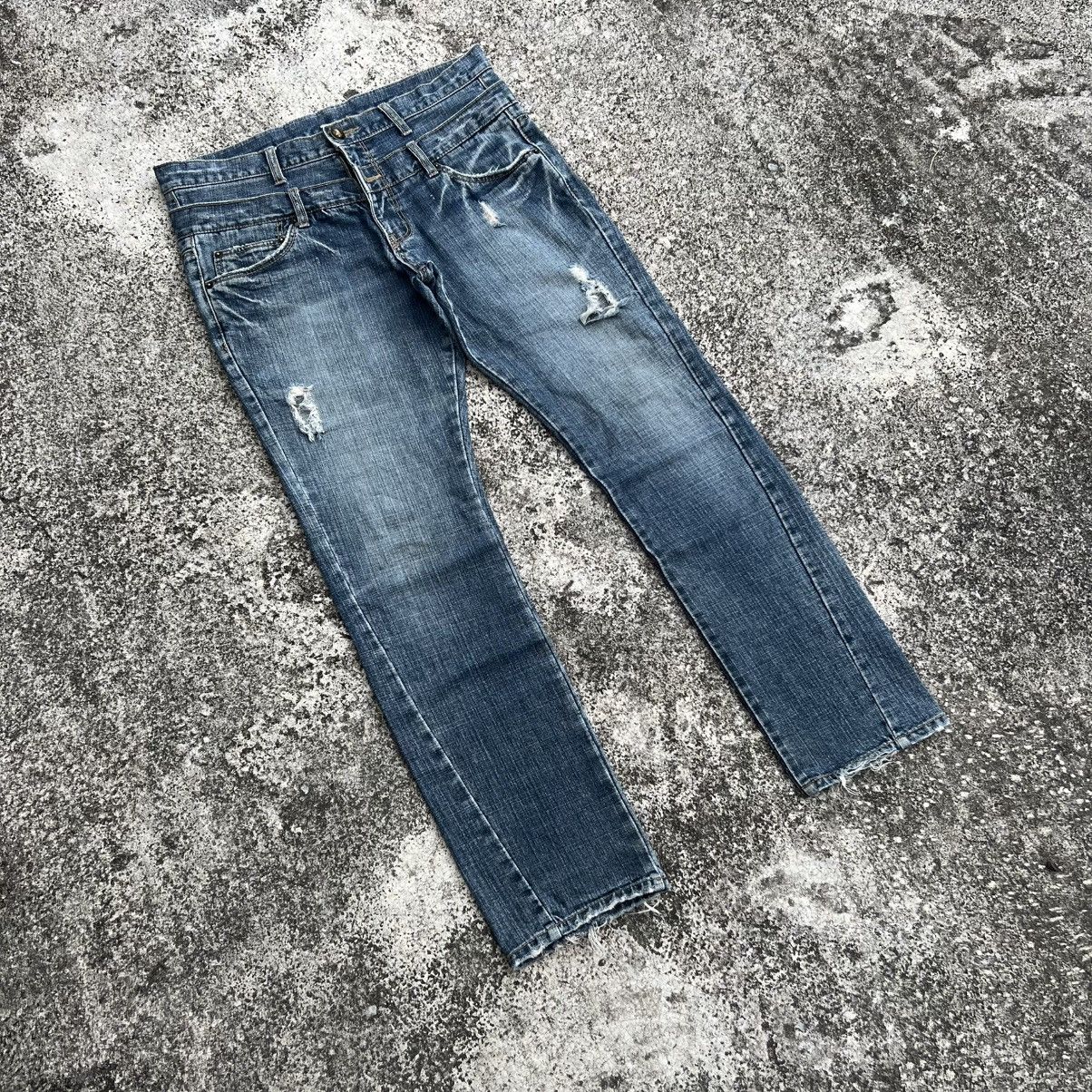 If Six Was Nine “DOUBLE WAIST” DISTRESS ACID WASH PUNK STYLE JEANS Size US 35 - 2 Thumbnail