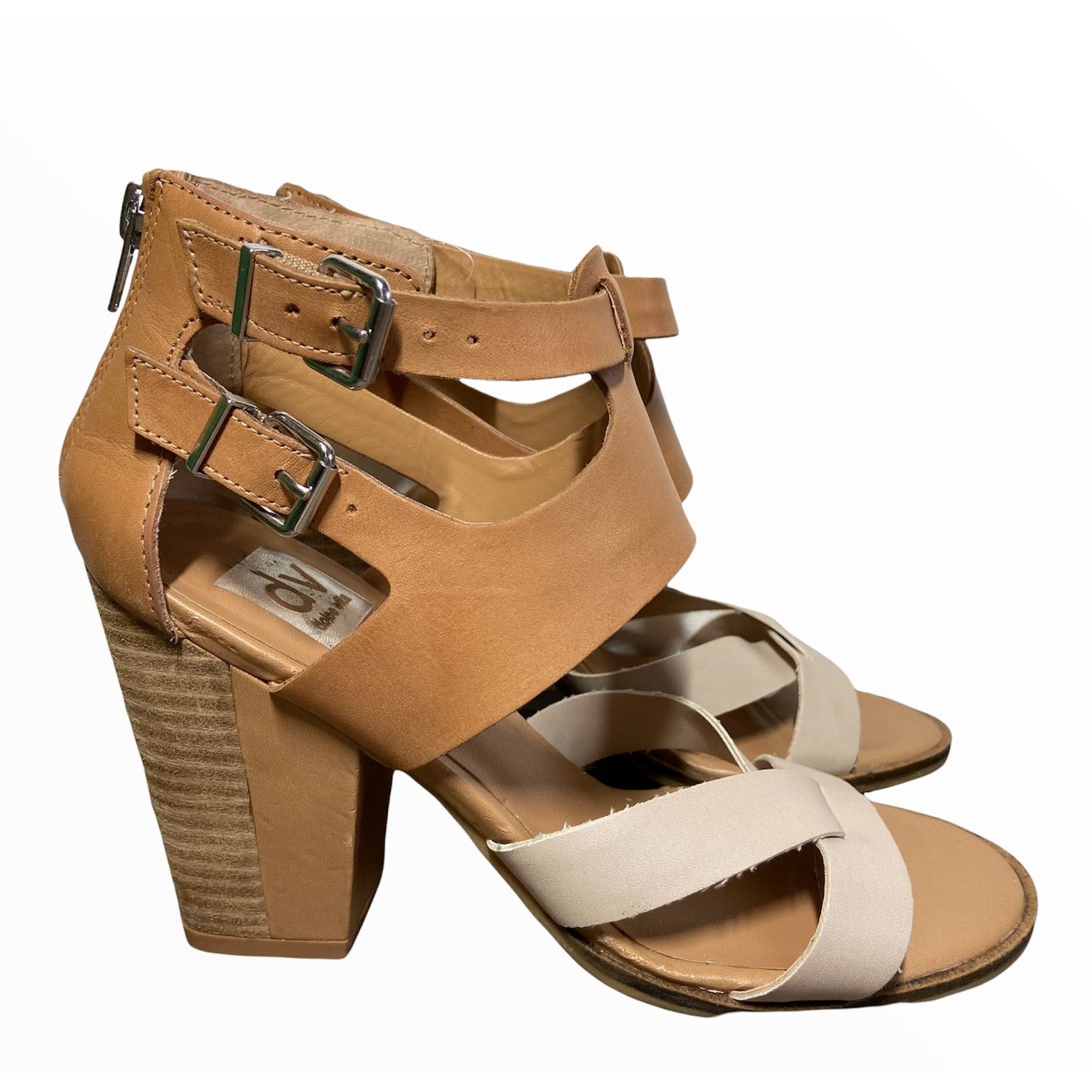 image of Dolce Vita Neutral Leather Heel Shoesed Sandals Size 8 Euc in Tan, Women's