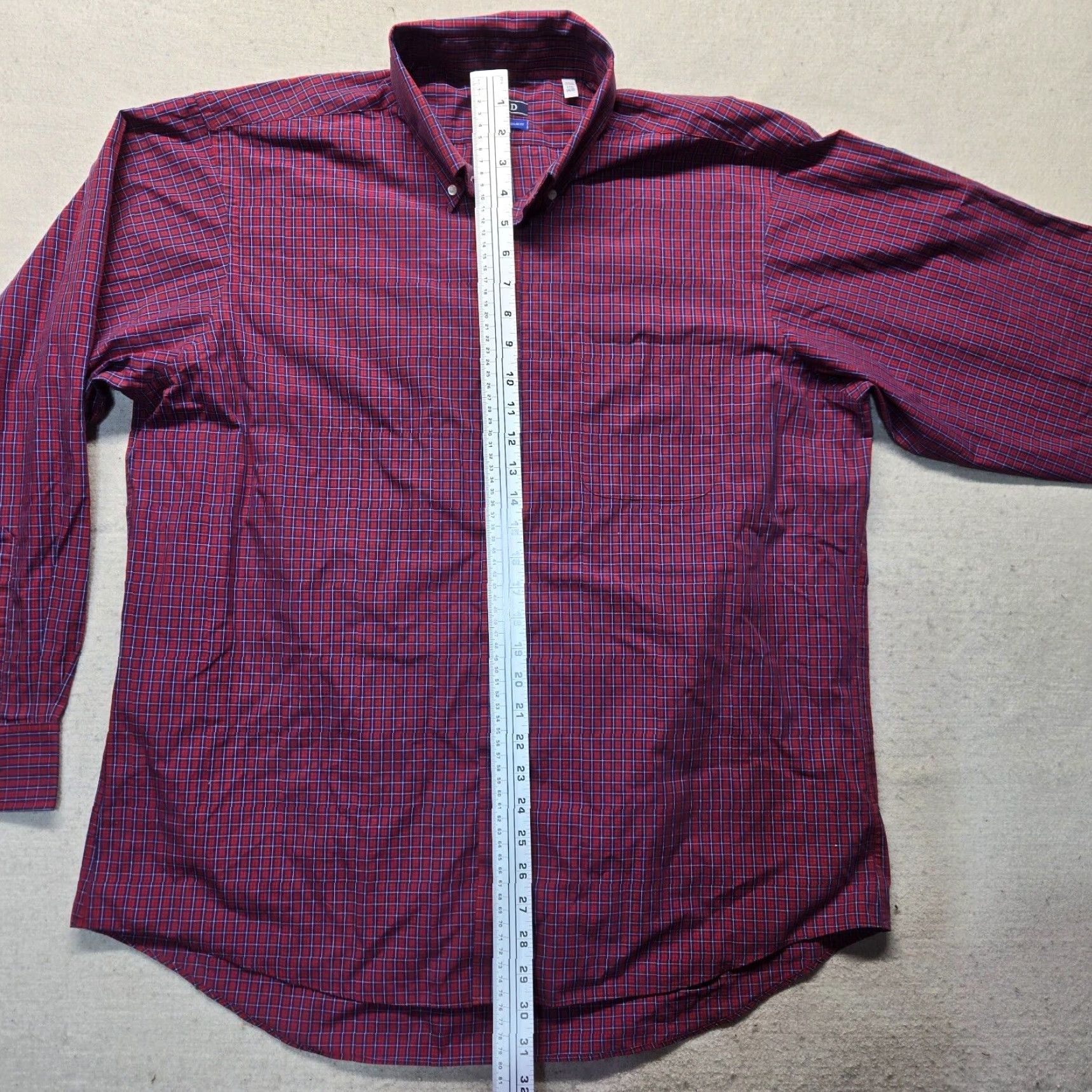 Izod IZOD Shirt Button-Up Red Check Regular Fit Collar Men 17.5 34/35 Size 17.5 Chest 26 in Cotton Cotton Shirt Casual Size US XL / EU 56 / 4 - 6 Thumbnail