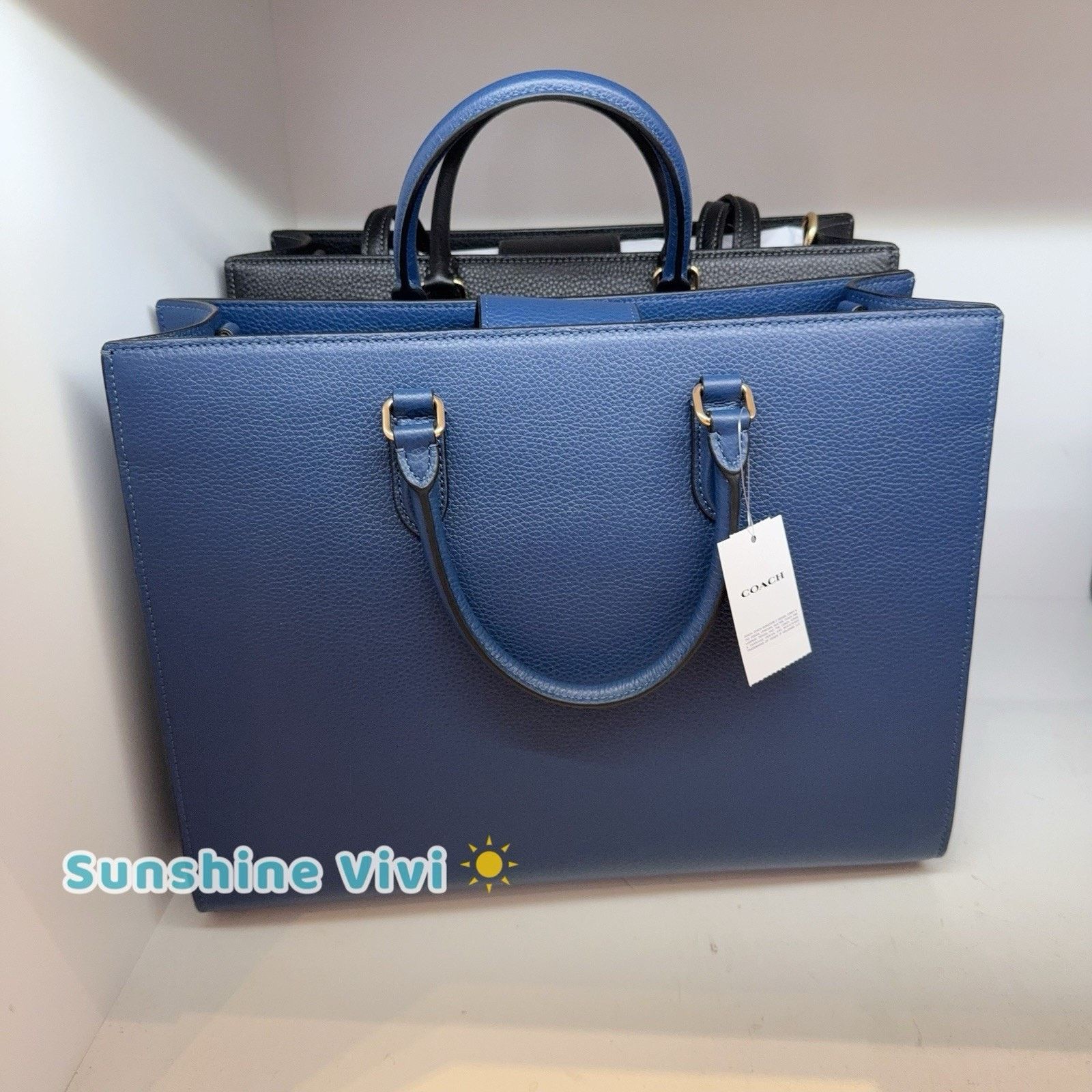 Coach NWT Coach Maggie Tote Bag leather CY666 Gold/Deep Blue Size ONE SIZE - 3 Thumbnail