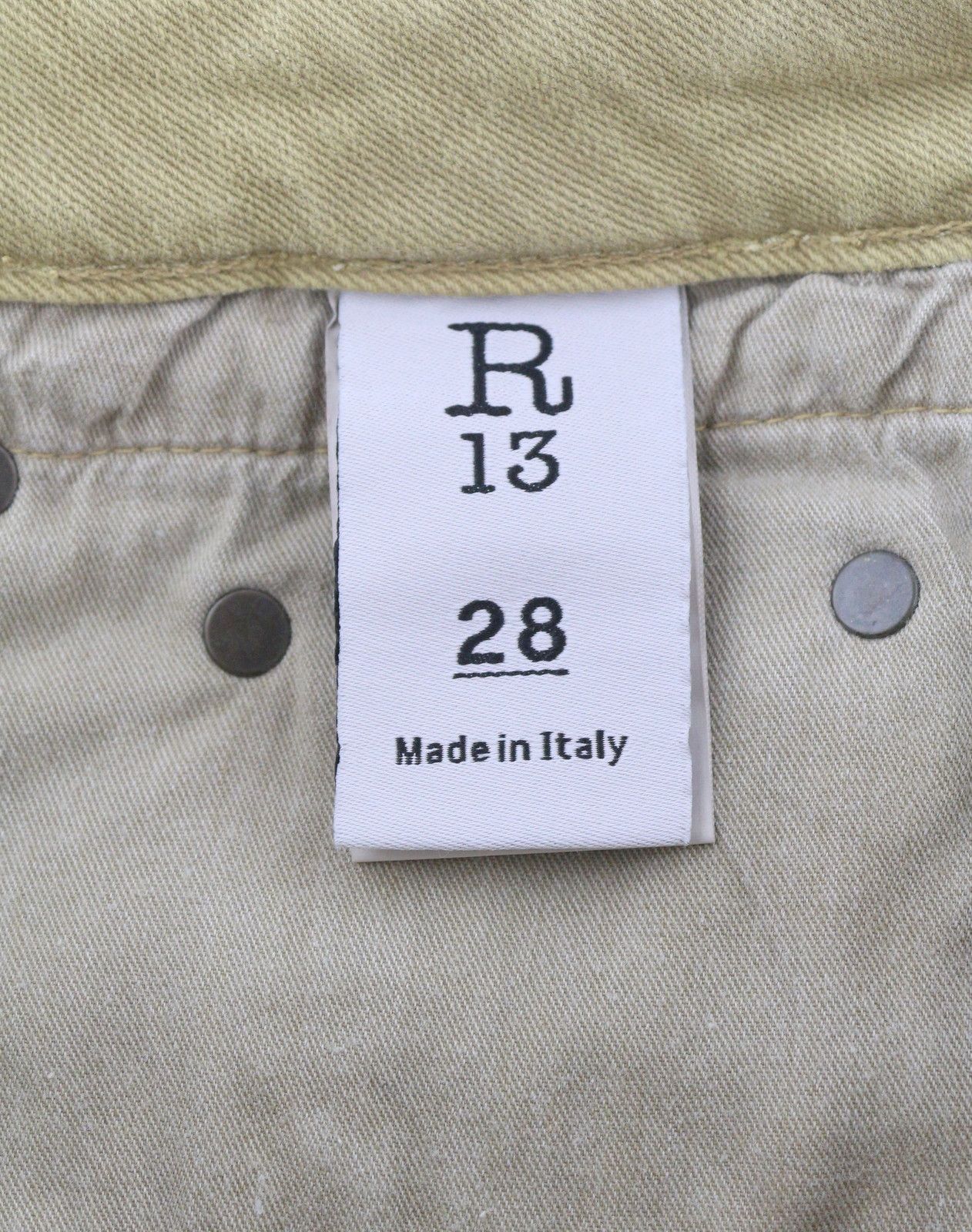R13 BOY STRAIGHT 28 Khaki Stretch Denim Cropped 86302 Size 28" / US 6 / IT 42 - 9 Thumbnail