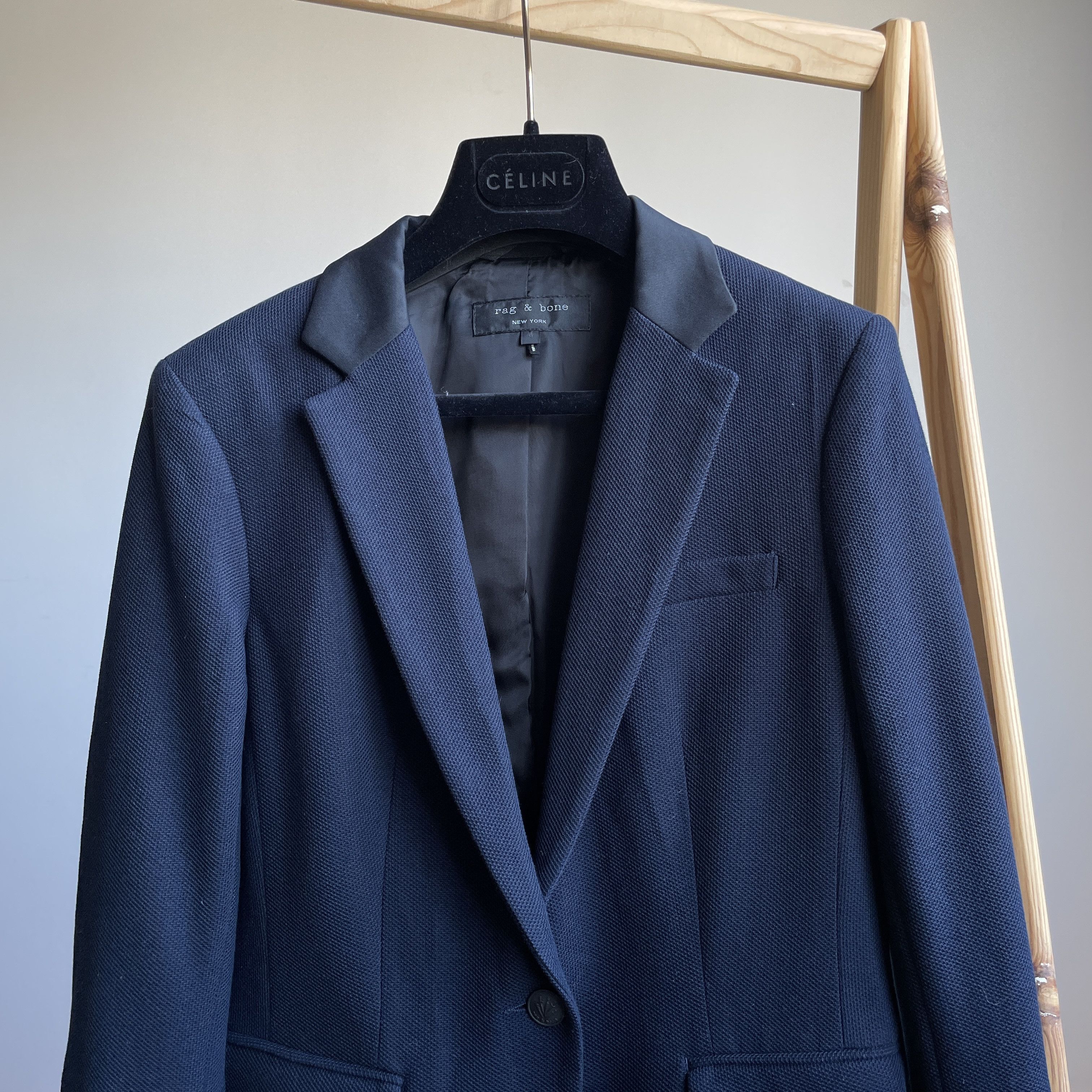 Rag & Bone Rag & Bone Made in USA Womens Pique Cotton Blazer Size S / US 4 / IT 40 - 3 Thumbnail
