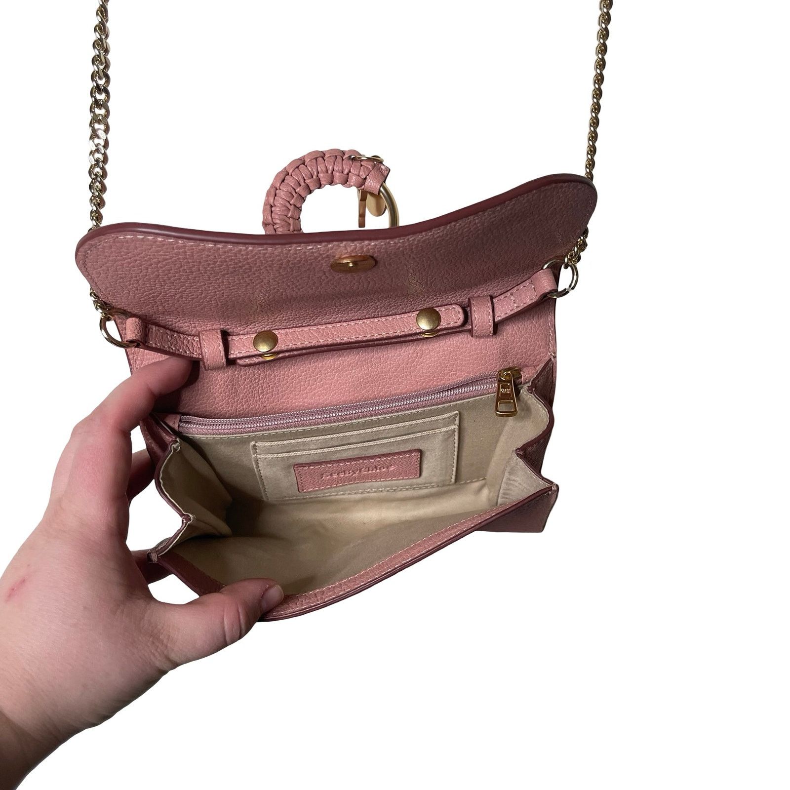 See by Chloe See by Chloé Hana leather chain long wallet in mate pink Size ONE SIZE - 5 Thumbnail