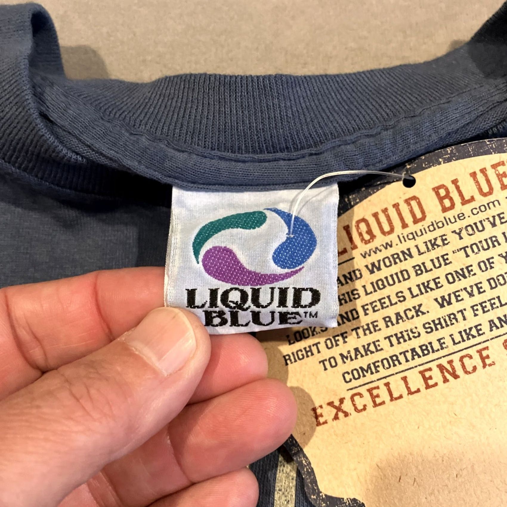 Liquid Blue VINTAGE Liquid Blue Grateful Dead Cornell 77 Road Crew T-Shirt XL Blue Cotton Blend Crew Neck Short Sleeve Mens Shirts Size US XL / EU 56 / 4 - 6 Thumbnail