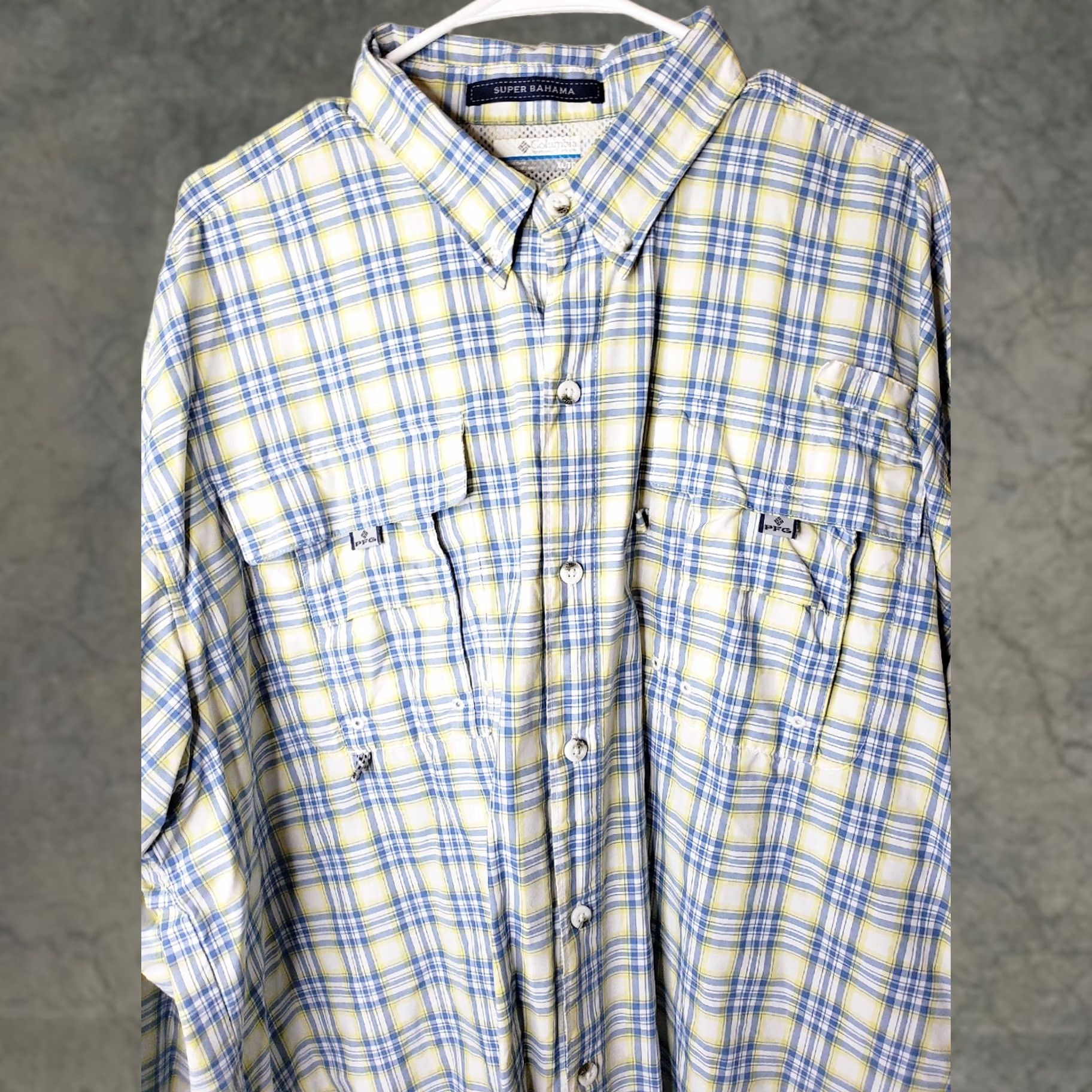 Vintage VINTAGE COLUMBIA PFG Shirt Mens XL Blue Yellow Plaid Long Sleeve OMNI-SHADE Size US XL / EU 56 / 4 - 1 Thumbnail