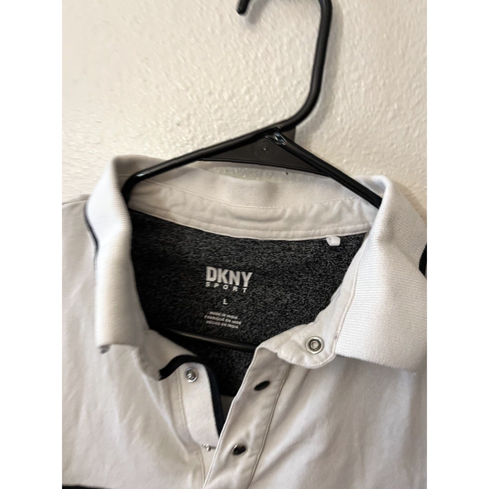 DKNY DKNY Polo Shirt - Shirt - Adult L - White - Logo Accent - Short Sleeve - Cotton Spandex - Men Size US L / EU 52-54 / 3 - 2 Thumbnail