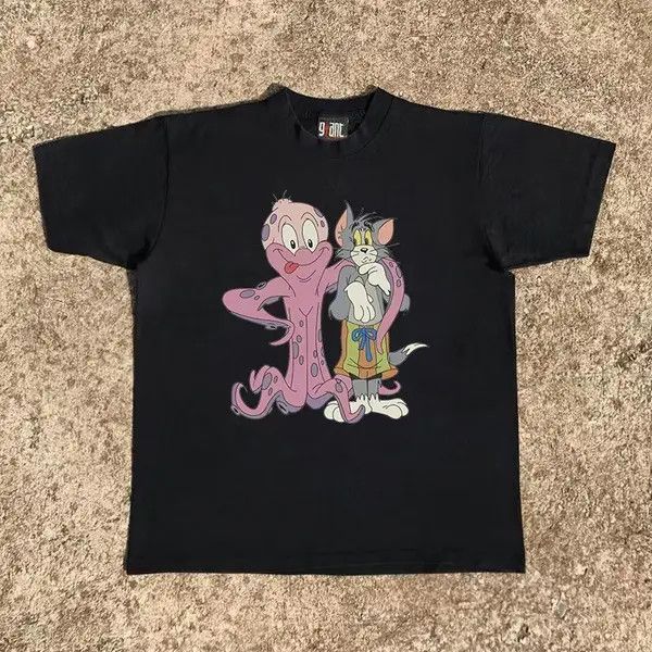 Japanese Brand Etsuko x Miwa Black retro cartoon Tom cat print t-shirt Size US M / EU 48-50 / 2 - 7 Thumbnail