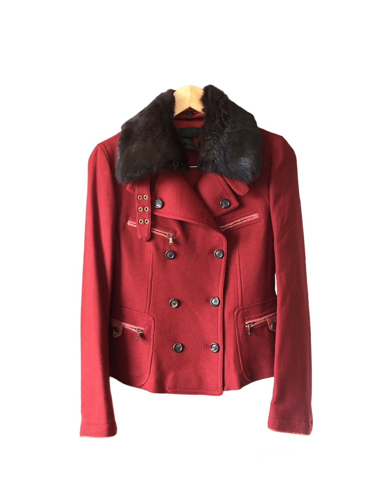 Luxurys❗️Donna Karan New York Double Collar Jacket With Fur