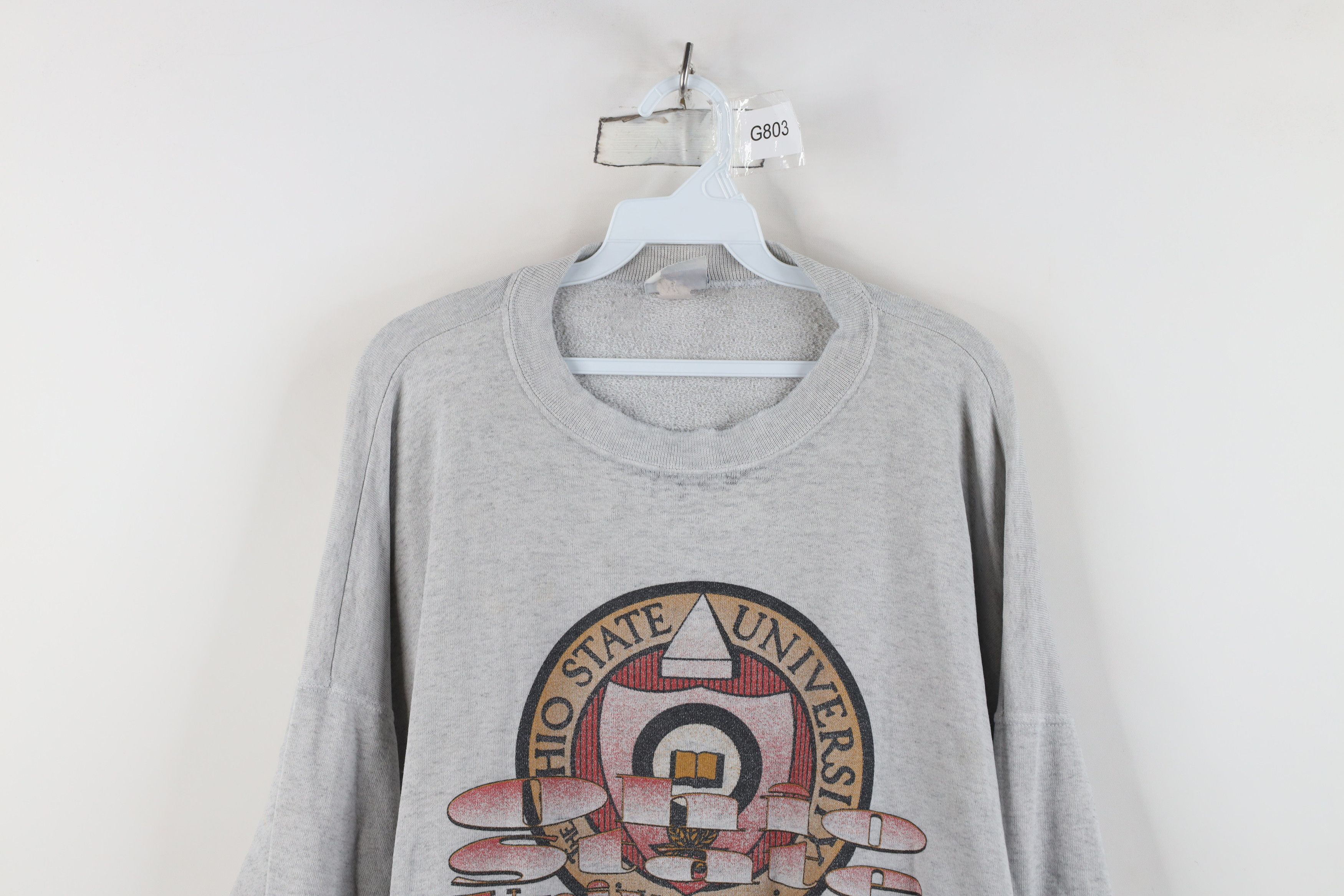 Vintage Vintage 90s Thin Ohio State University Sweatshirt Gray USA Size US XXL / EU 58 / 5 - 2 Thumbnail