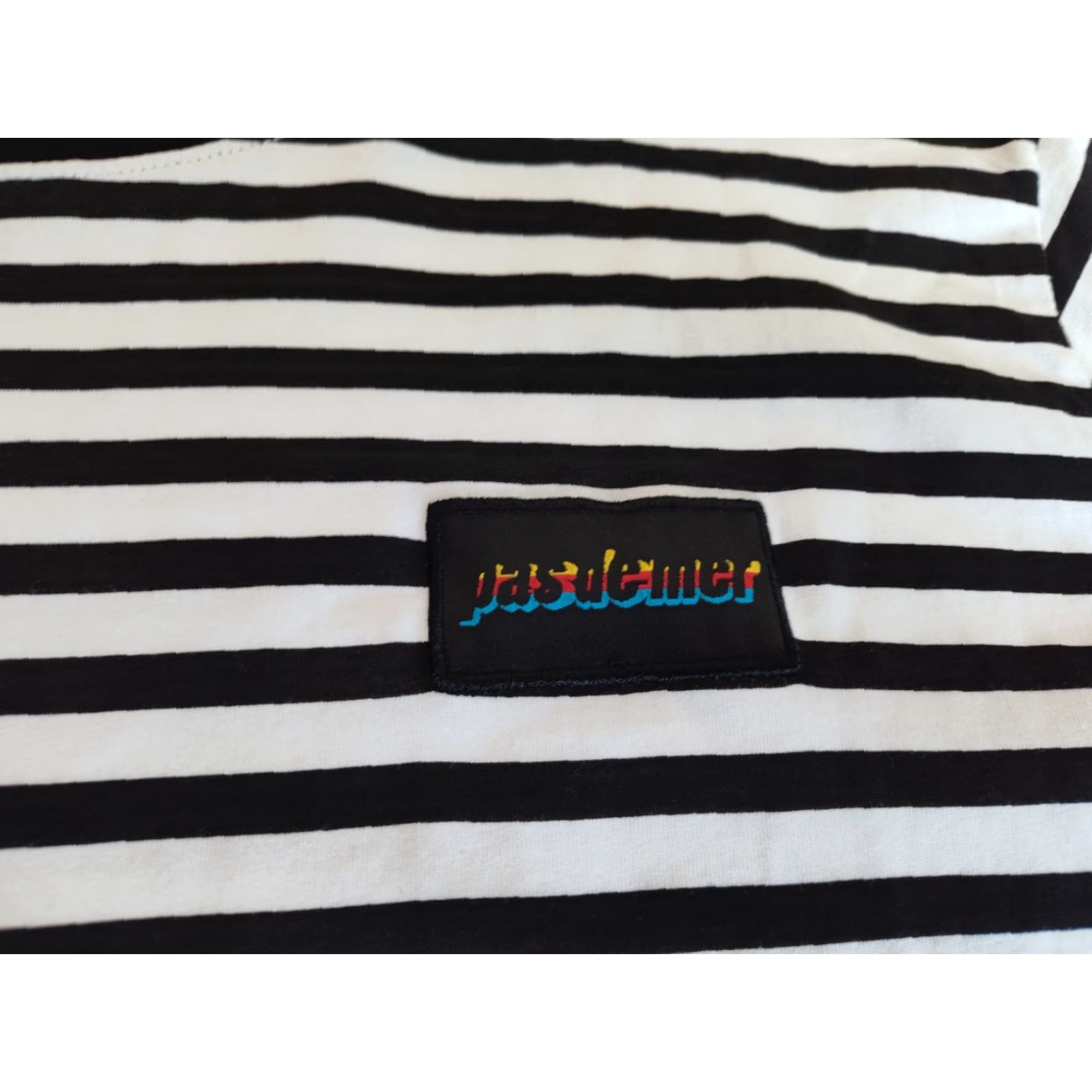 Vintage PASDEMER Italia Striped Logo Tee Shirt Mens S Crew Neck Short Sleeve Black & White Cotton T-Shirt Designer Italian Vintage No Size US S / EU 44-46 / 1 - 2 Thumbnail