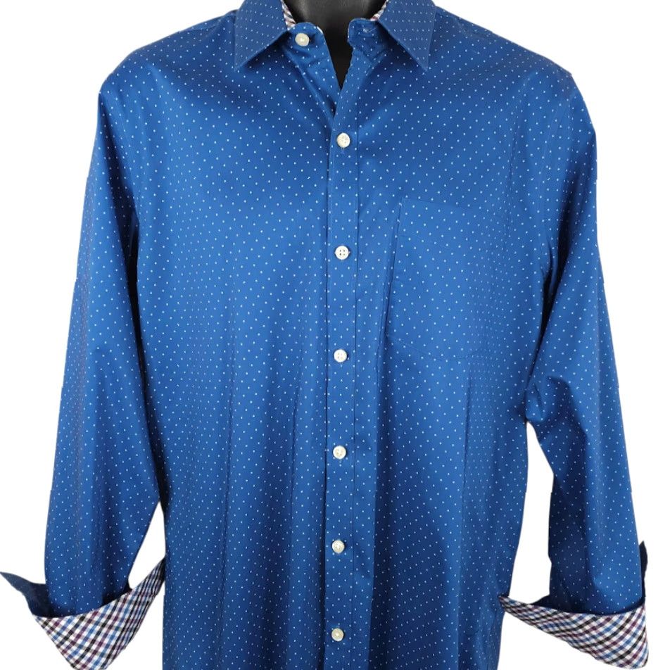 Van Heusen **Van Heusen Mens Medium Blue Polka Dot Flex Shirt** User: Van Heusen Mens Medium Blue Polka Dot Flex Shirt Size US M / EU 48-50 / 2 - 2 Thumbnail