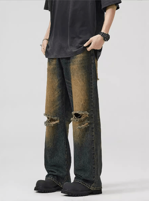 Japanese Brand American style washed distressed vintage baggy ripped jeans Size US 34 / EU 50 - 2 Thumbnail