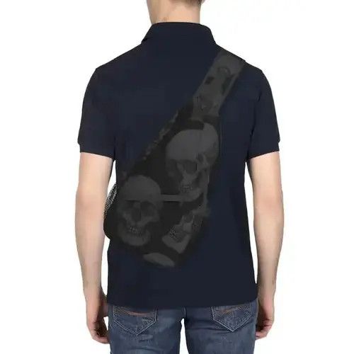 Vintage Skeleton Crossbody Bag in Black, Men's