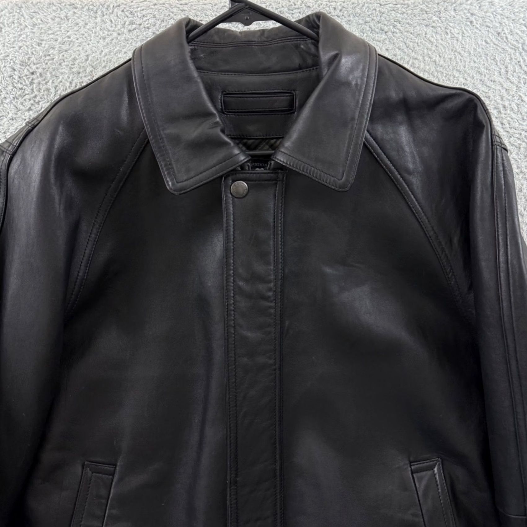 Liz Claiborne VINTAGE Claiborne Jacket Mens Medium Black Lambskin Leather 90s Biker Outdoor Size US M / EU 48-50 / 2 - 3 Thumbnail