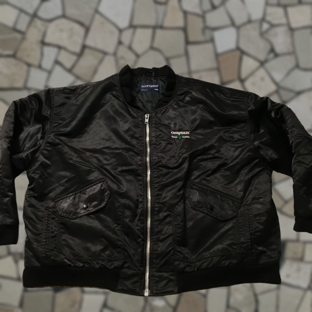 Vintage VINTAGE Swingster Bomber Jacket - 2XL Satin Nylon Black - Graybar Team Safety Police Security Embroidered Logo 80s 90s Mens Size US XXL / EU 58 / 5 - 1 Thumbnail