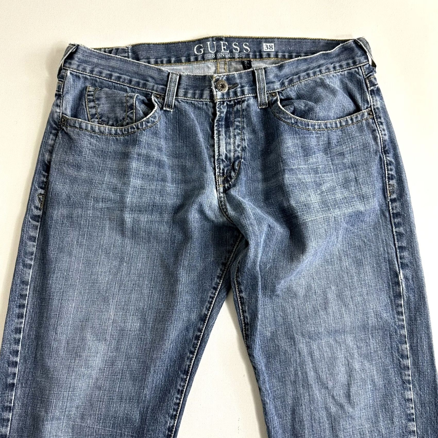 Guess GUESS Los Angeles Jeans 38x32 Rebel Straight Leg Medium Wash Distressed Men Regular Jeans Size US 38 / EU 54 - 5 Thumbnail