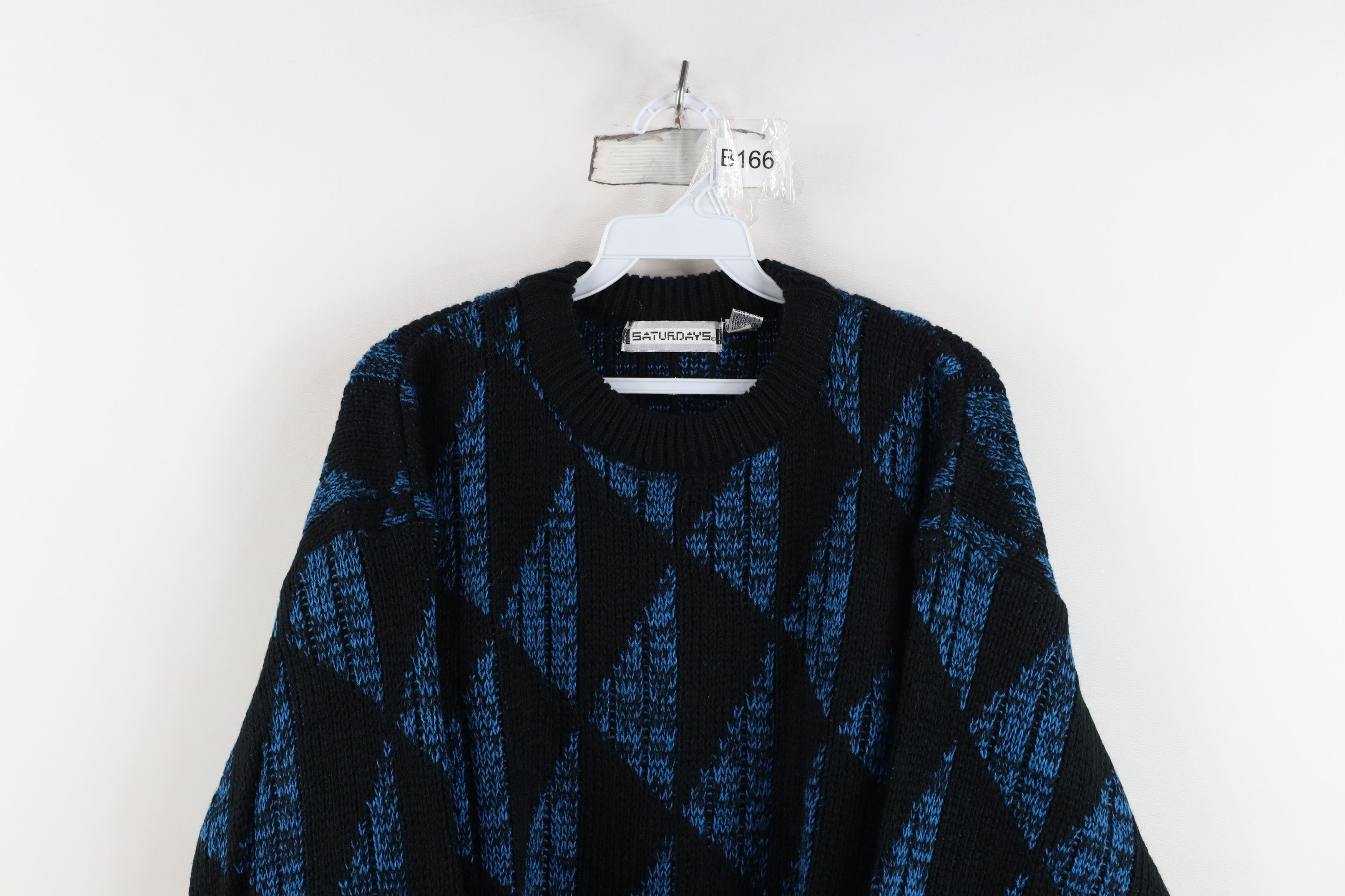 Vintage Vintage 90s Streetwear Diamond Chunky Ribbed Knit Sweater Size US L / EU 52-54 / 3 - 2 Thumbnail
