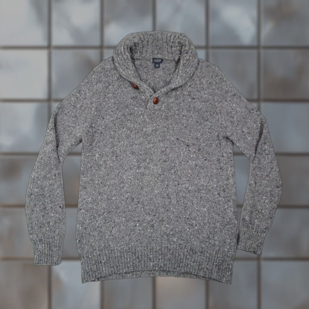 J.Crew VINTAGE J.CREW Men’s Gray Wool Blend Cable Knit Shawl Sweater Medium Adult Fall Winter Size US M / EU 48-50 / 2 - 1 Thumbnail