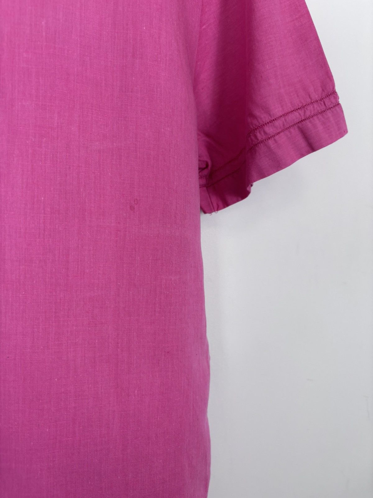 Davide Cenci Davide Cenci Vintage Women’s Pink Linen Short Sleeve Shirt Size L / US 10 / IT 46 - 20 Thumbnail