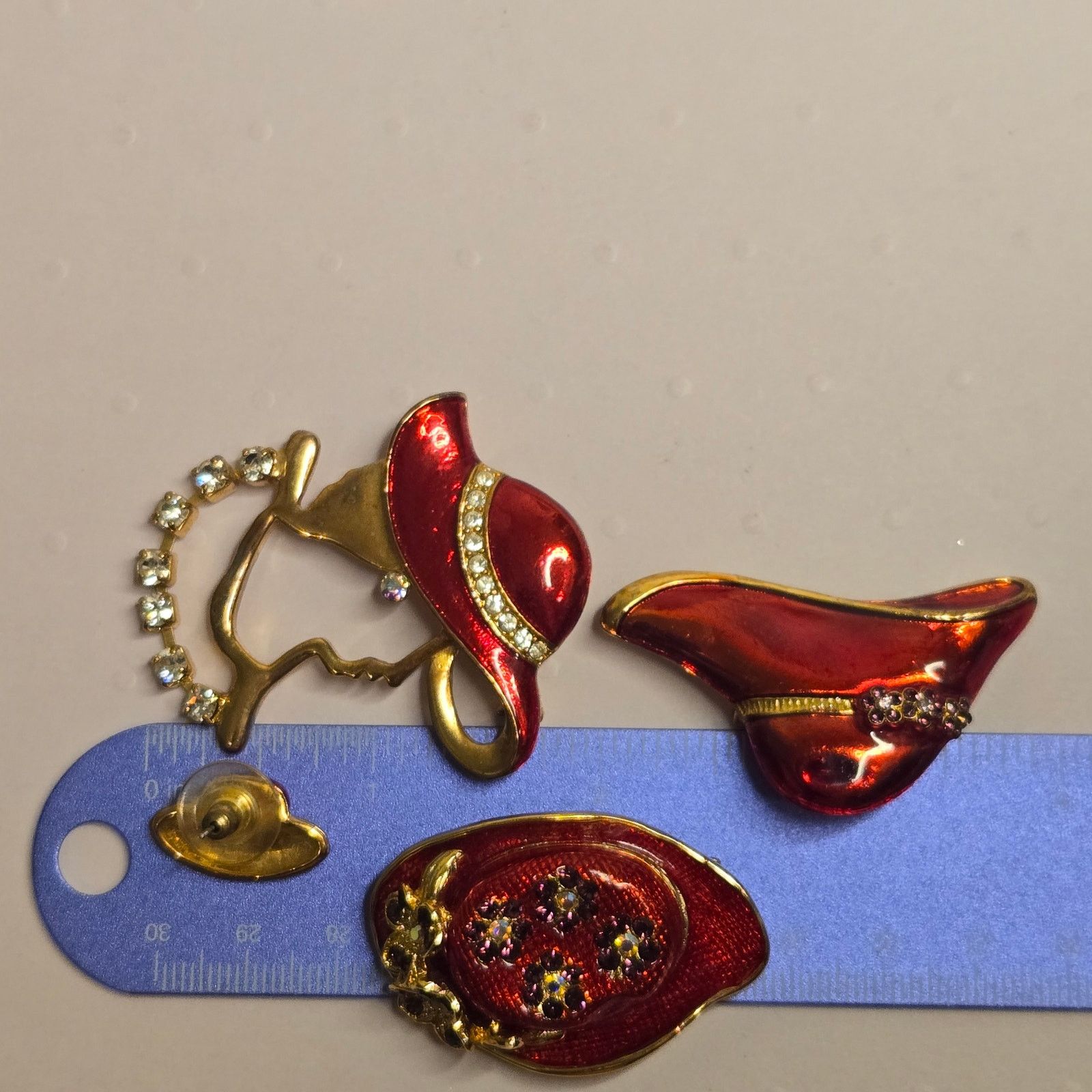 Vintage Vintage Red Hat Society Jewelry Lot - Brooches & Earrings Size ONE SIZE - 8 Thumbnail