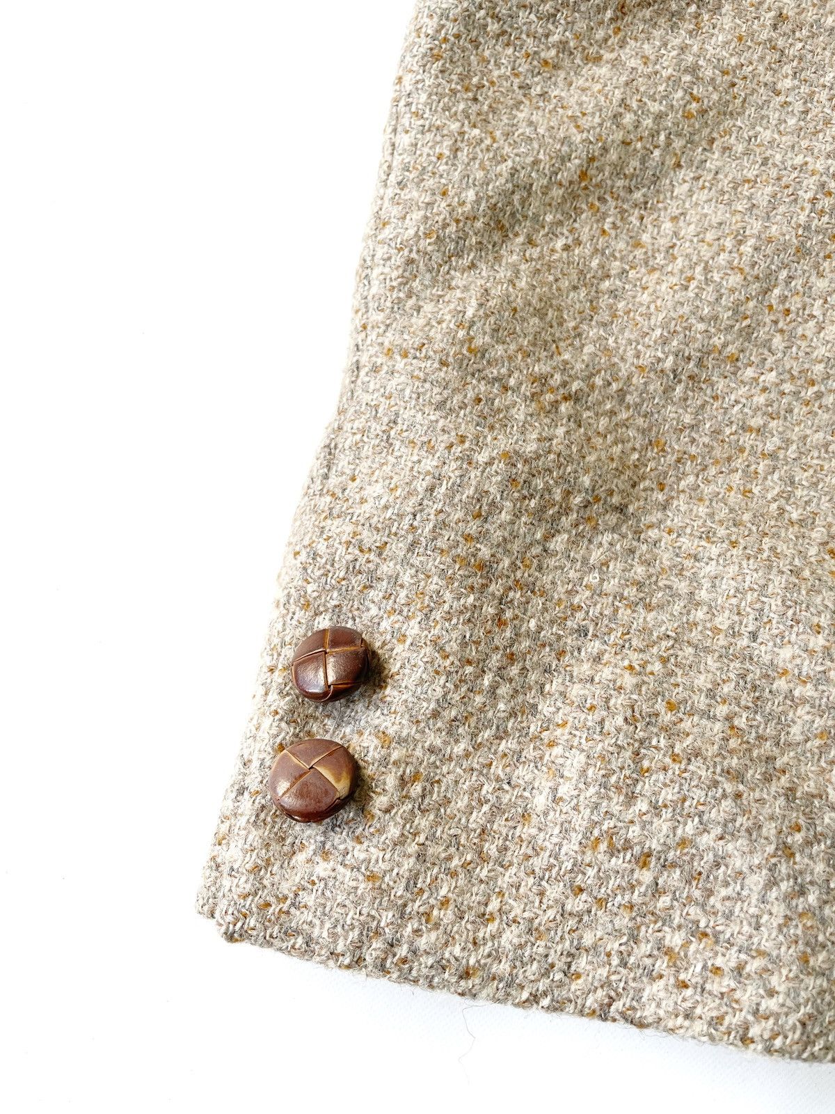 Harris Tweed × Vintage Commander Real Vintage Tweed Wool Blazer Beige Size S-M Men Size 40R - 5 Thumbnail