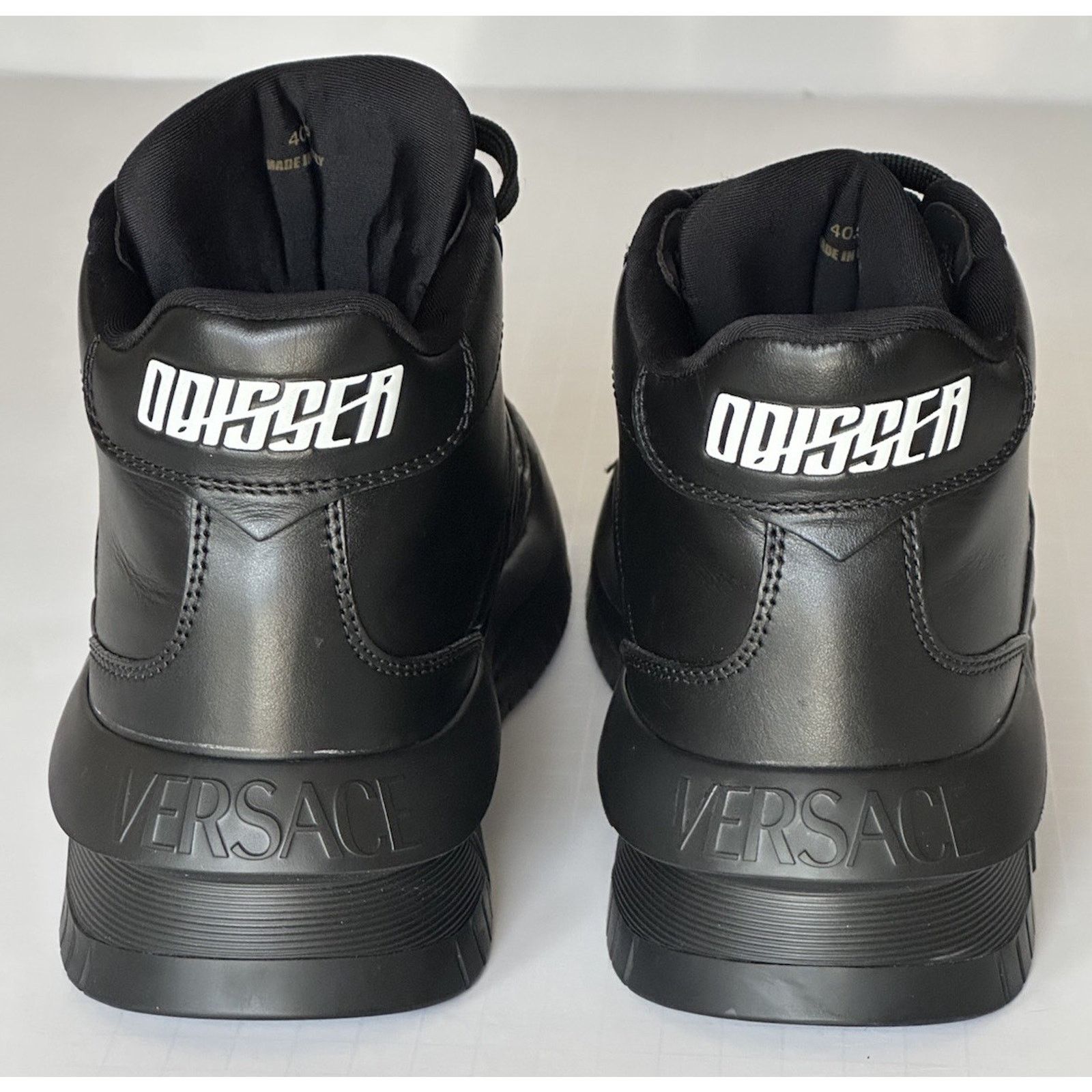 Versace Versace Greca Leather High Top Black Sneakers 12 US 1011349 Size US 12 / EU 45 - 12 Thumbnail