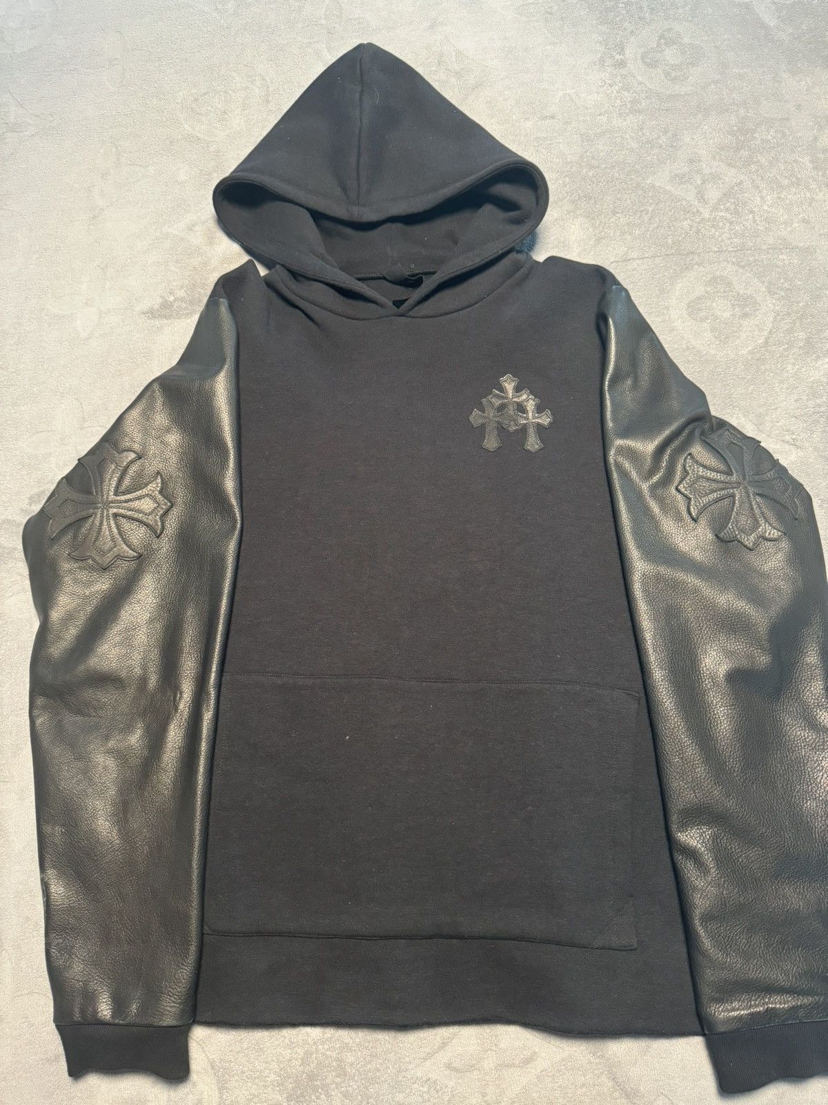 Chrome Hearts Chrome Hearts Leather Sleeve Y NOT Hoodie | Grailed