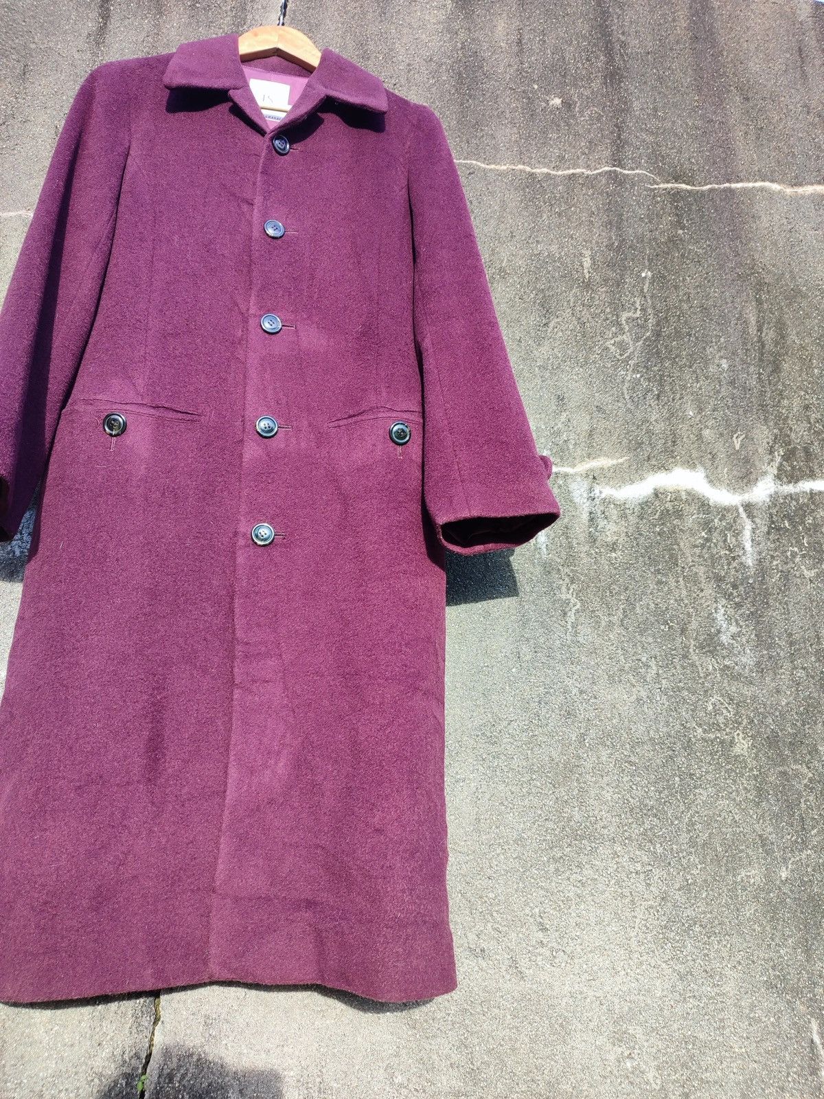 Issey Miyake I.S. sunao kuwahara Plum Wool Long Coat Avant-Garde Japanese Size S / US 4 / IT 40 - 3 Thumbnail