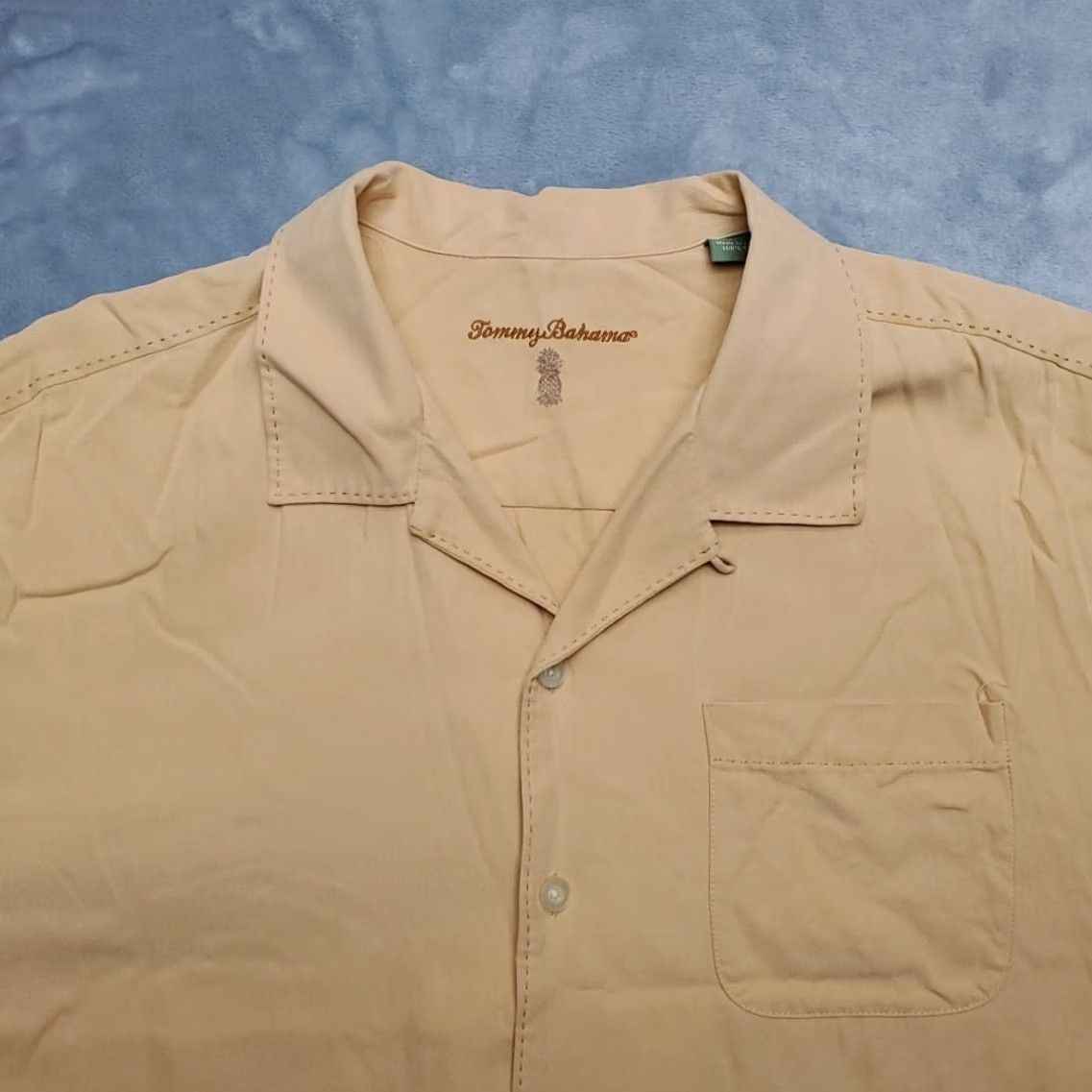 Tommy Bahama Tommy Bahama Shirt Mens XL Orange 100% Silk Twill Camp Short Sleeve Casual Beach Shirt Size US XL / EU 56 / 4 - 3 Thumbnail
