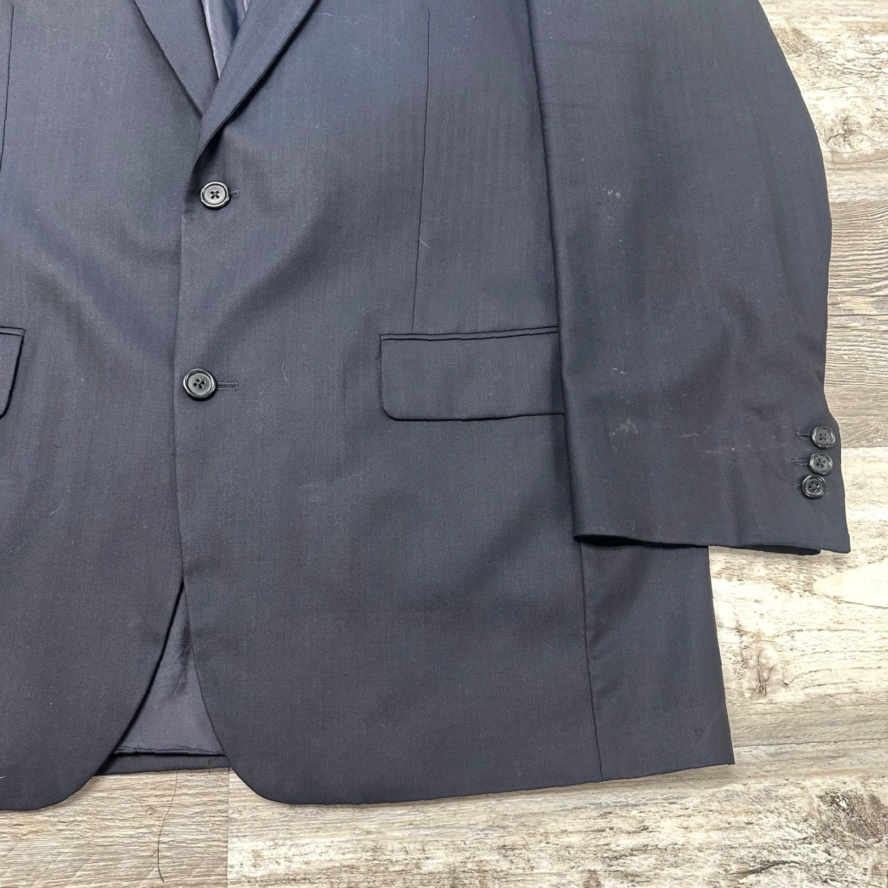 Brooks Brothers VINTAGE Brooks Brothers Navy Blue Mens 46L 2 Button Wool Blazer Sport Coat USA Made Size 46R - 2 Thumbnail