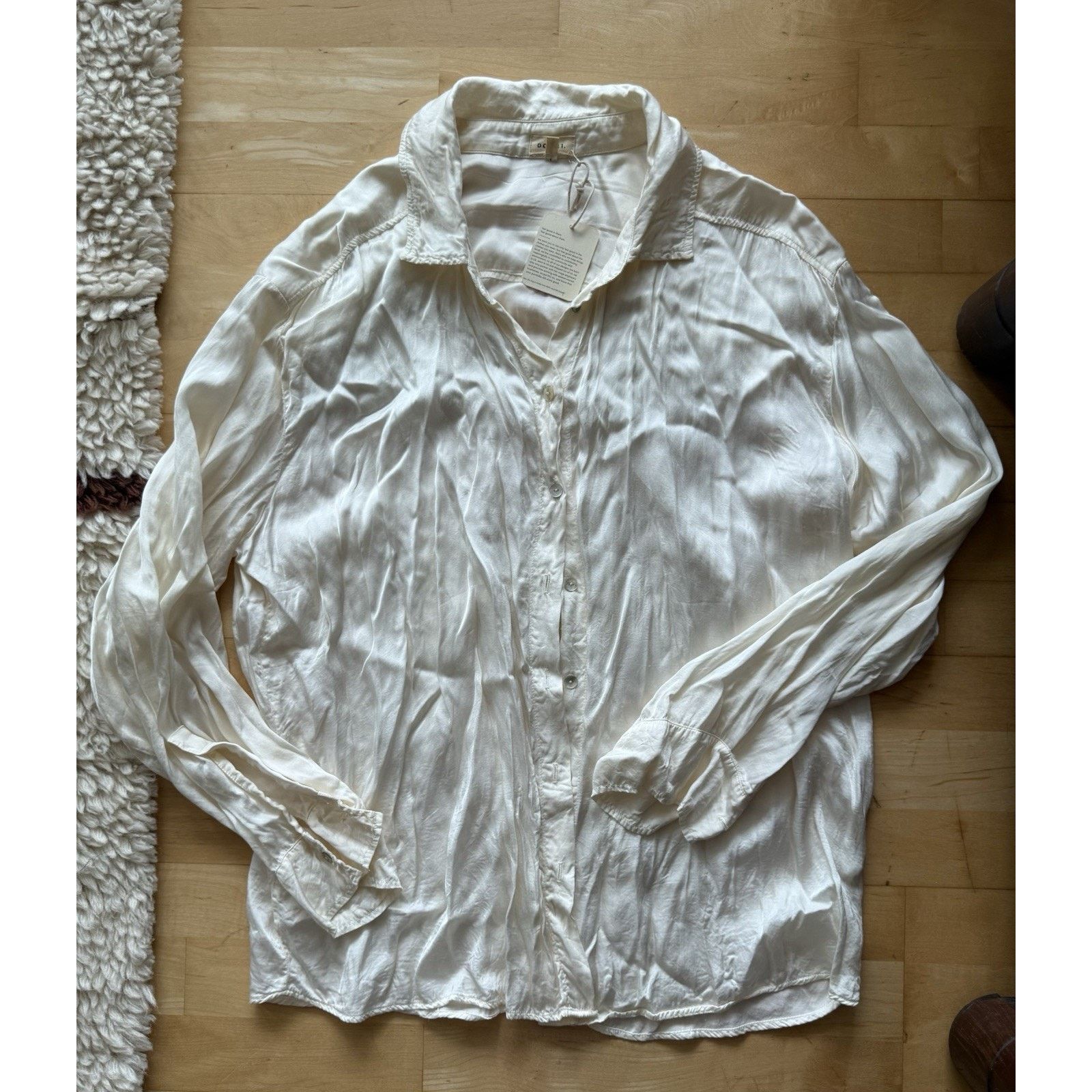 DONNI. NWT Donni Silky White Cream Button Down Rayon XL Size XL / US 12-14 / IT 48-50 - 2 Thumbnail