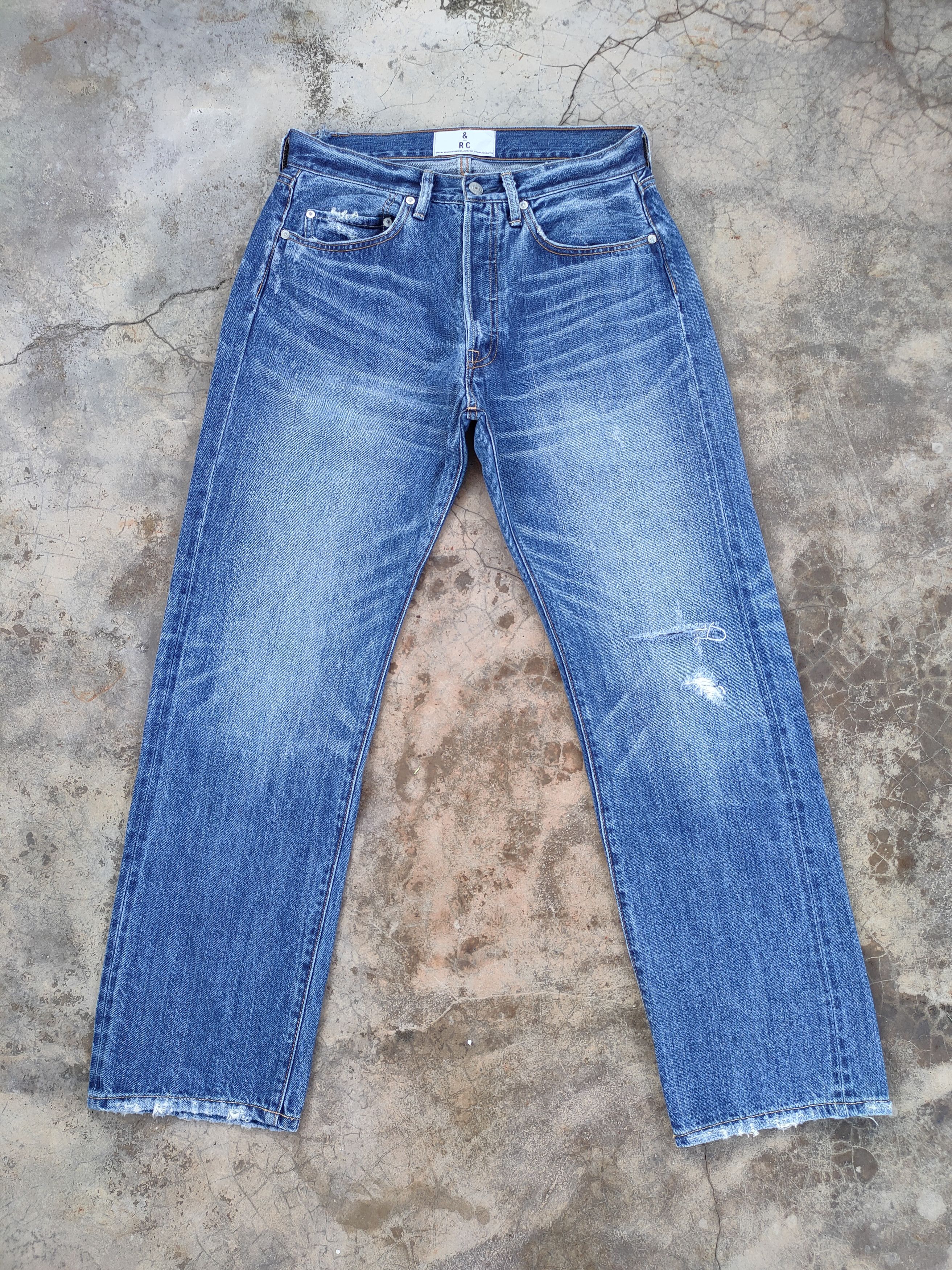 VINTAGE & RC FADED RIPPED JEANS DENIM PANTS