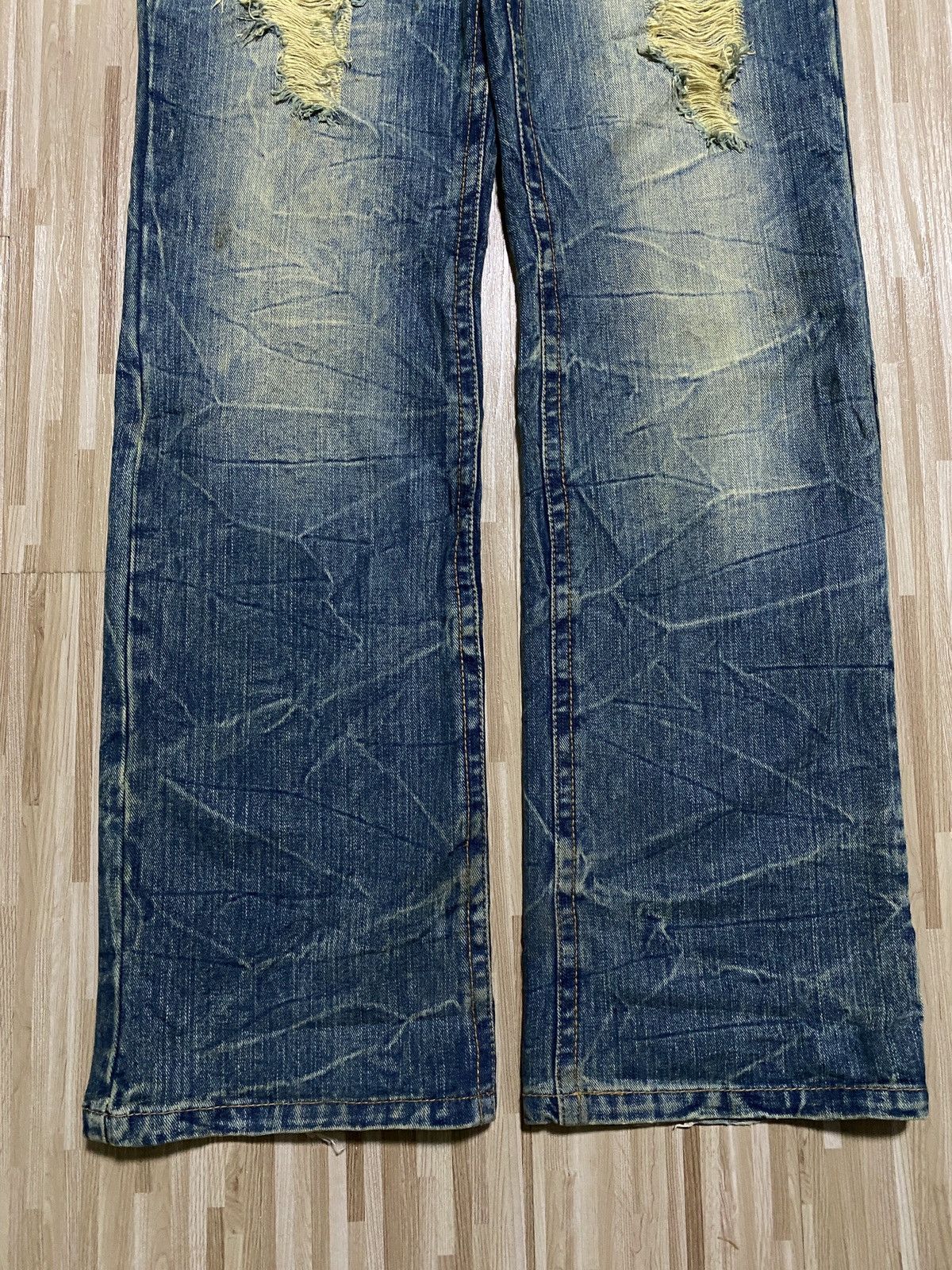 Japanese Brand × Vintage 💥Flare Japanes 90’s Mudwash Distress Ripped Jeans Size US 34 / EU 50 - 8 Thumbnail
