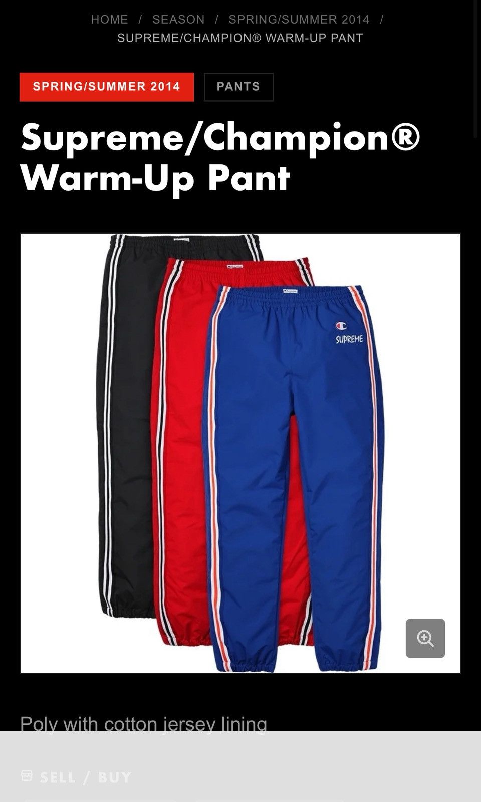 Supreme SS14 Supreme x Champion Warm-Up Pants Size US 32 / EU 48 - 6 Thumbnail