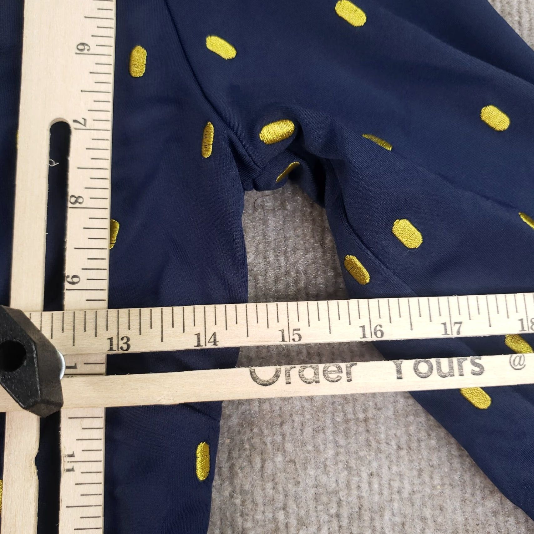 Vintage Gretchen Scott Rocket Girl Sheath Dress Womens M Blue Polka Dot Embroidered 3/4 Sleeve Knee Length Round Neck Pullover Size M / US 6-8 / IT 42-44 - 3 Thumbnail