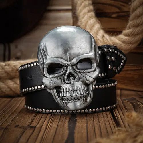 VIBE Big Skull Head Punk Belt Size ONE SIZE - 1 Thumbnail