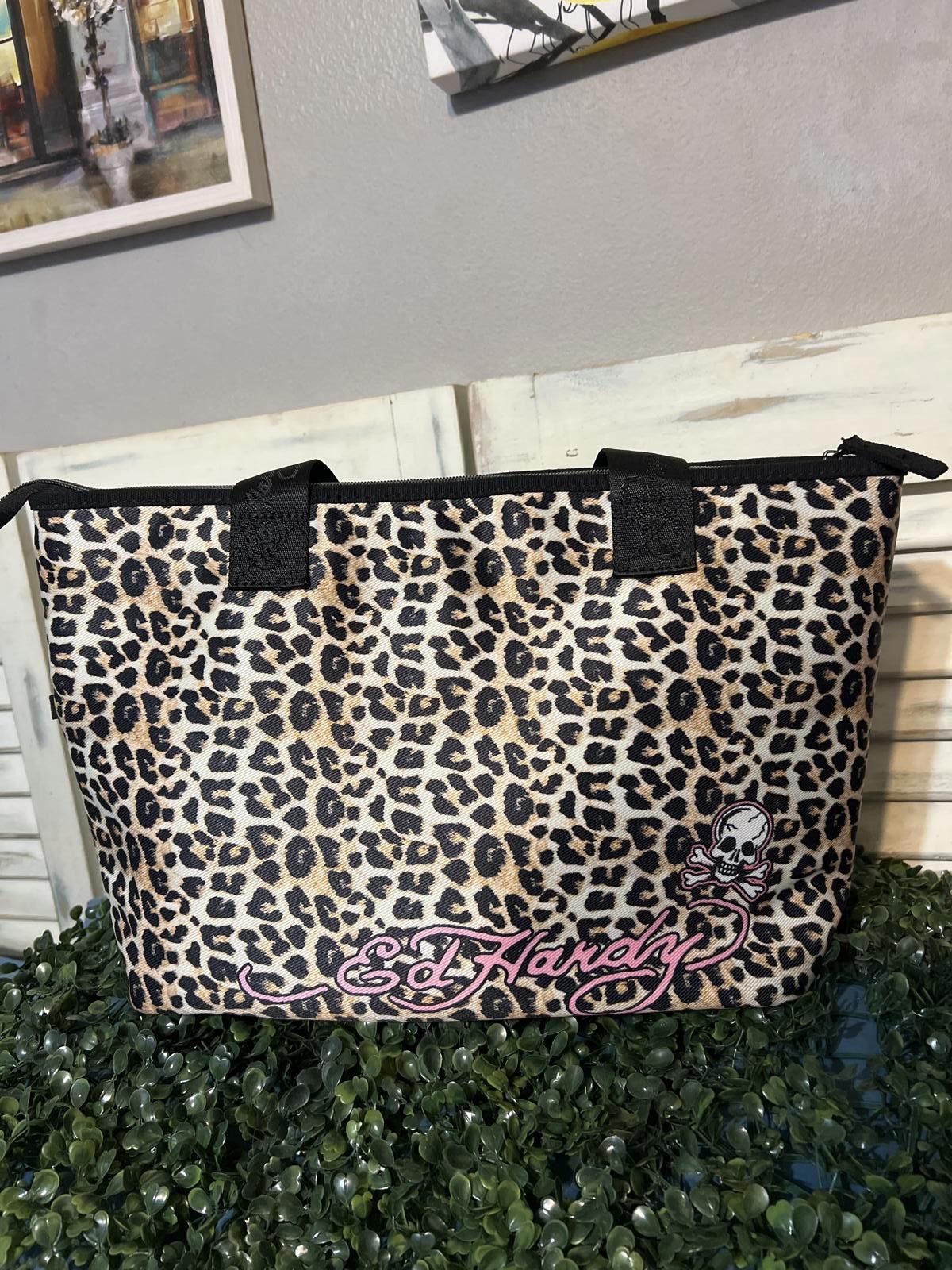 Ed Hardy Ed Hardy Leopard Print Tote Handbag Floral Skull & wallet Size ONE SIZE - 7 Thumbnail
