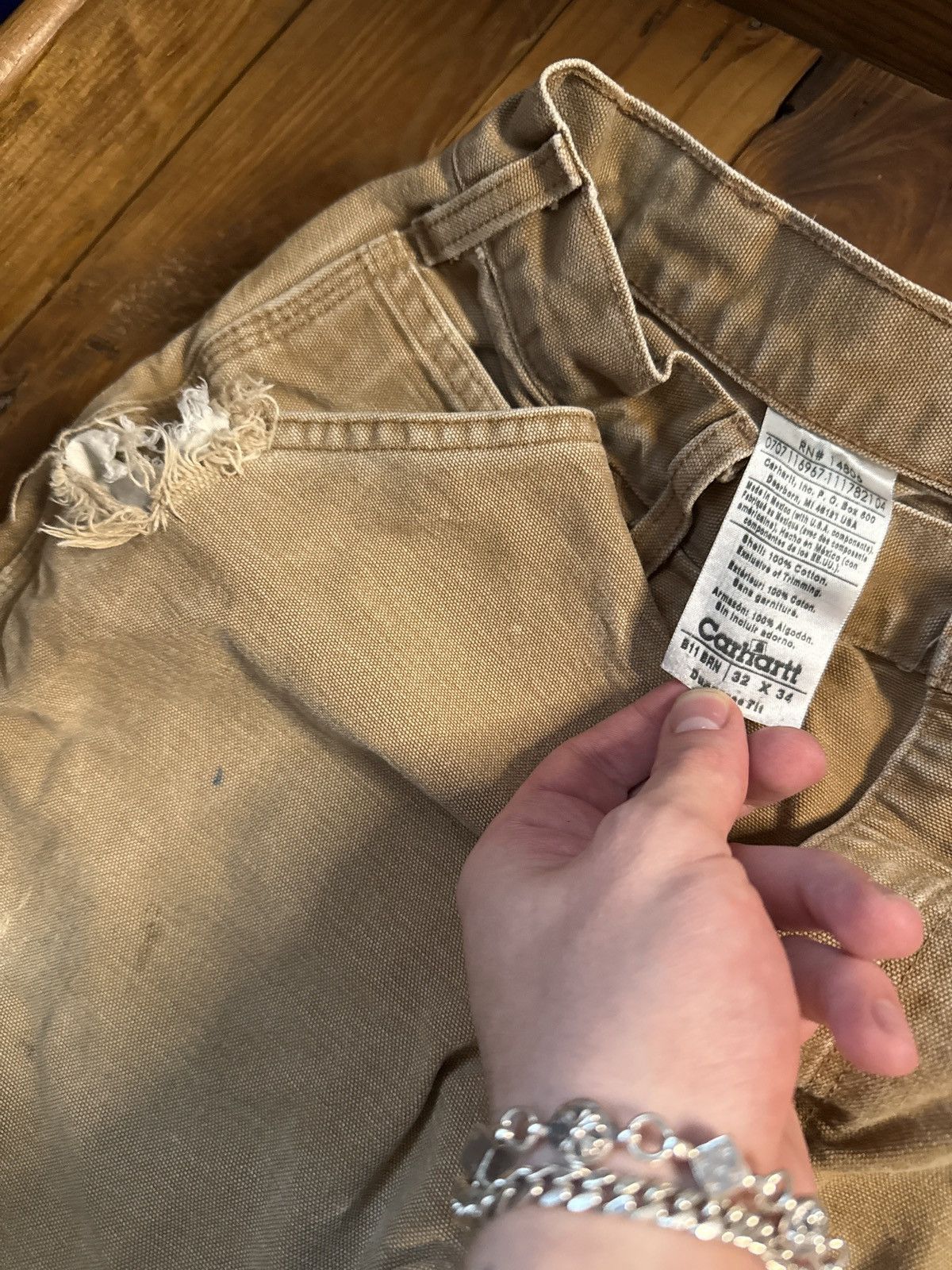Carhartt Vintage Carhartt Tan Faded Distressed Carpenter Work Pants Size US 30 / EU 46 - 3 Thumbnail