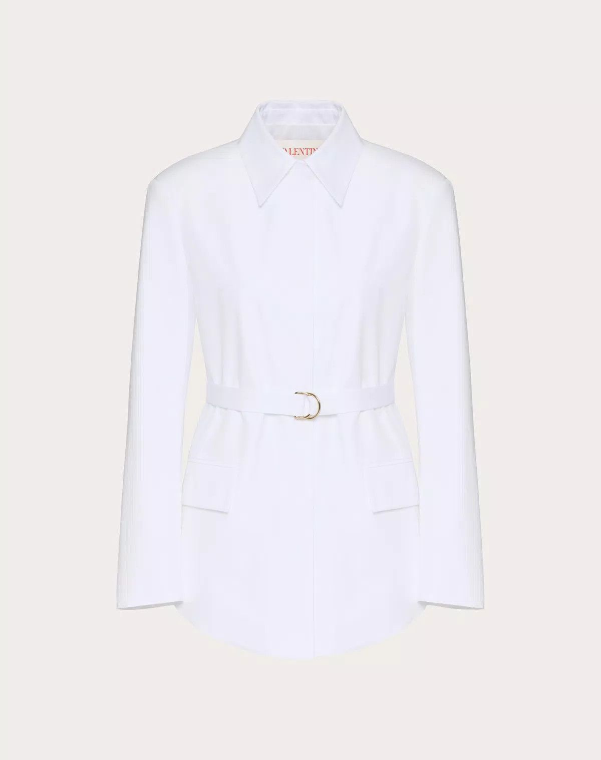Valentino o1s1wg110625 Compact Popeline Pea Coat in White Size M / US 6-8 / IT 42-44 - 1 Thumbnail